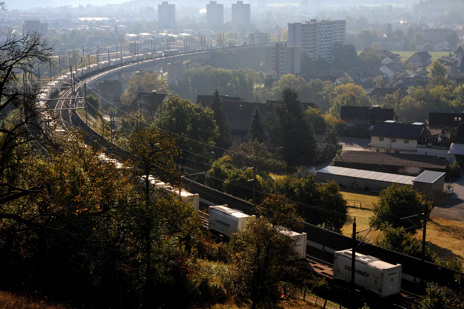 Photo showing: SBB bridge over the Aar in Brugg, third bridge built in 1996; Aargau, Switzerland