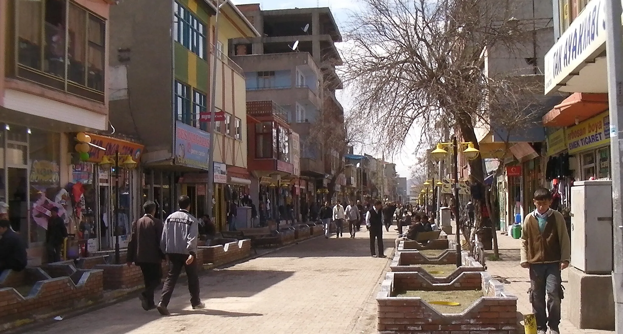 Photo showing: View of İsmail Beşikçi Avenue in Doğubayazıt, Turkey, just northwest of the bus station.  Altitude 1600 meters.