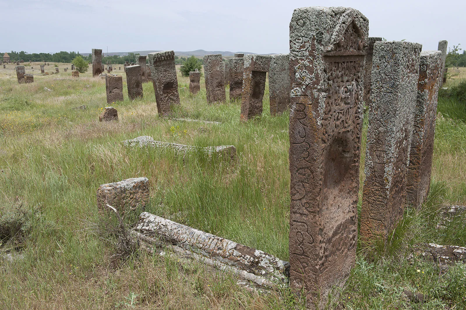 Photo showing: From the Wikipedia I understood the gravestones are by the Ahlatshah, also known as Shah-Armens. There are hundreds of them, some towering over visitors, and have great stone carving.