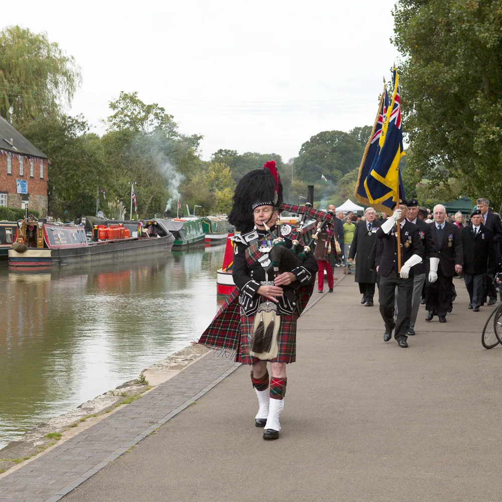 Photo showing: A Drumhead Service of Remembrance is held annually at Stoke Bruerne