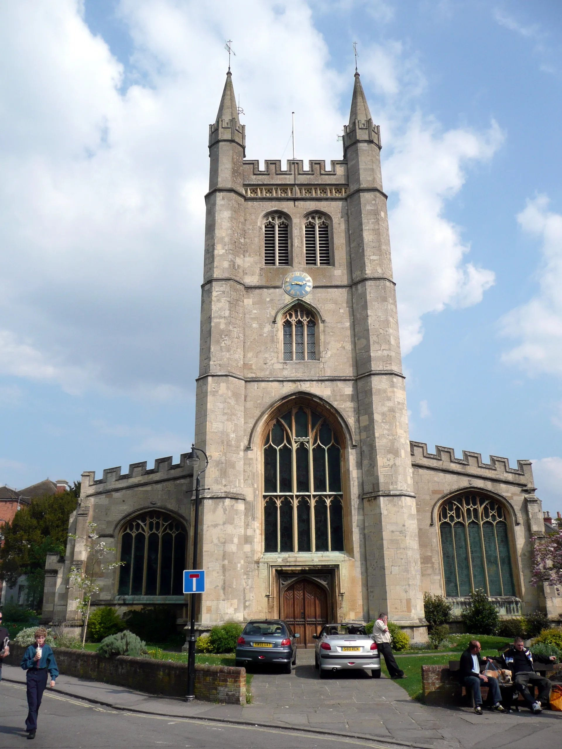 Photo showing: The west fromt of St Nicholas' parish church, Bartholomew Street, Newbury, built 1509–32