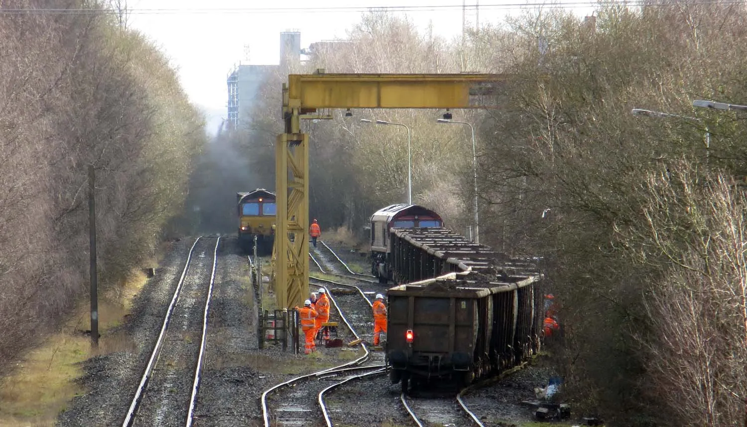 Photo showing: Derailed spoil train at Calvert