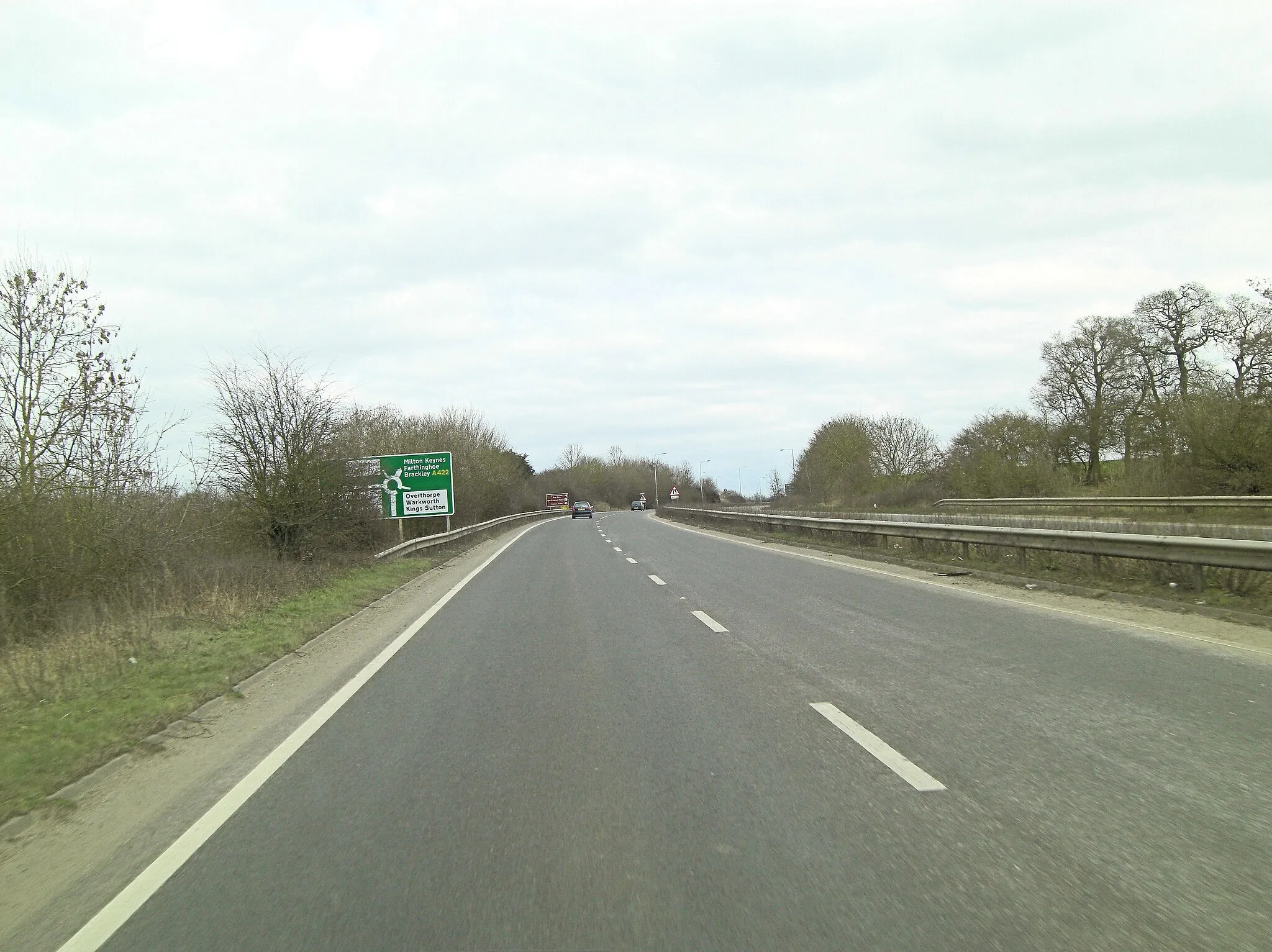 Photo showing: A422 approaching roundabout junction with B4525