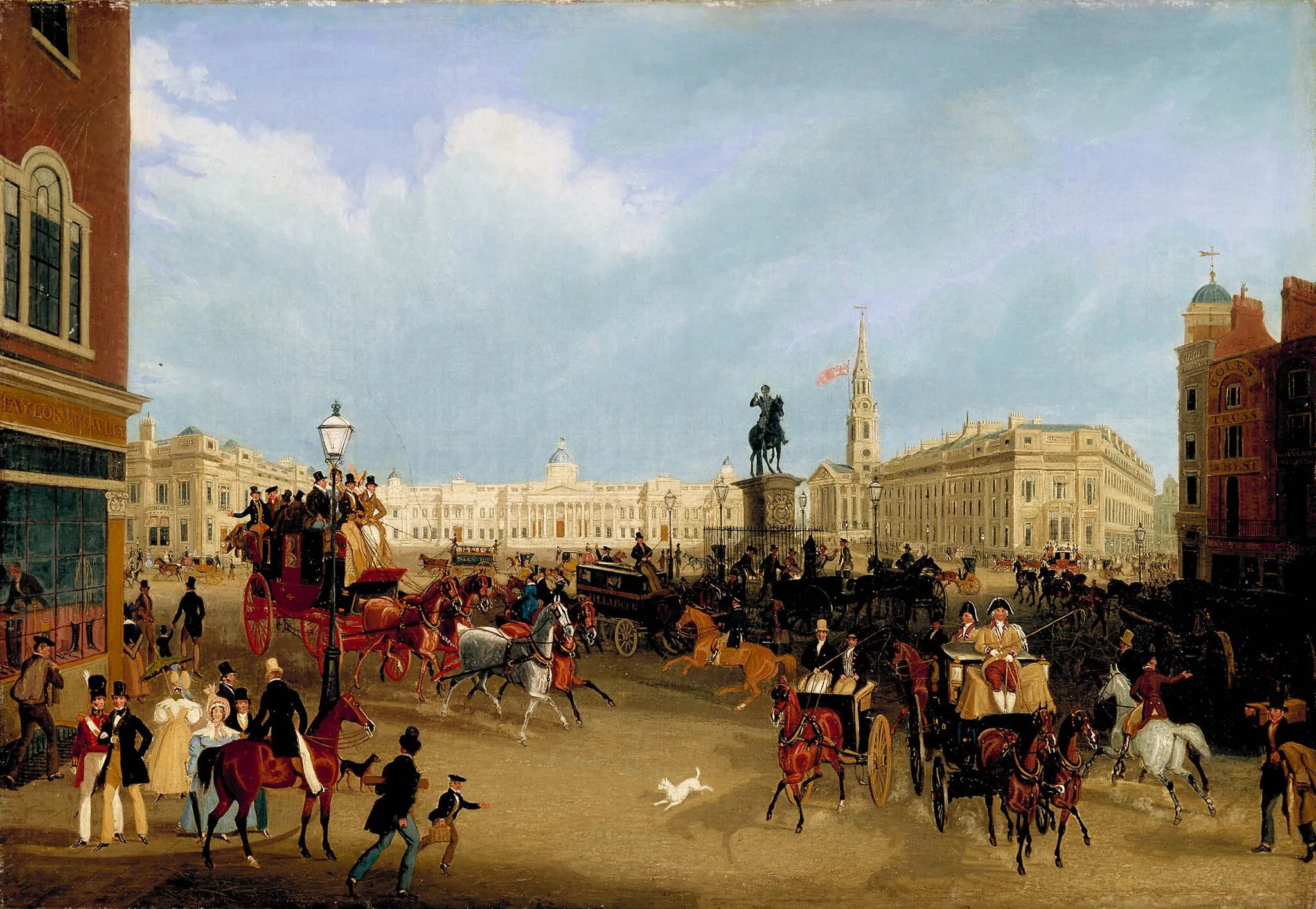 Photo showing: Trafalgar Square. Oil on Canvas. Signed and indistinctly dated. 21 1/4 x 30 1/2 in (54 x 77.5 cm).