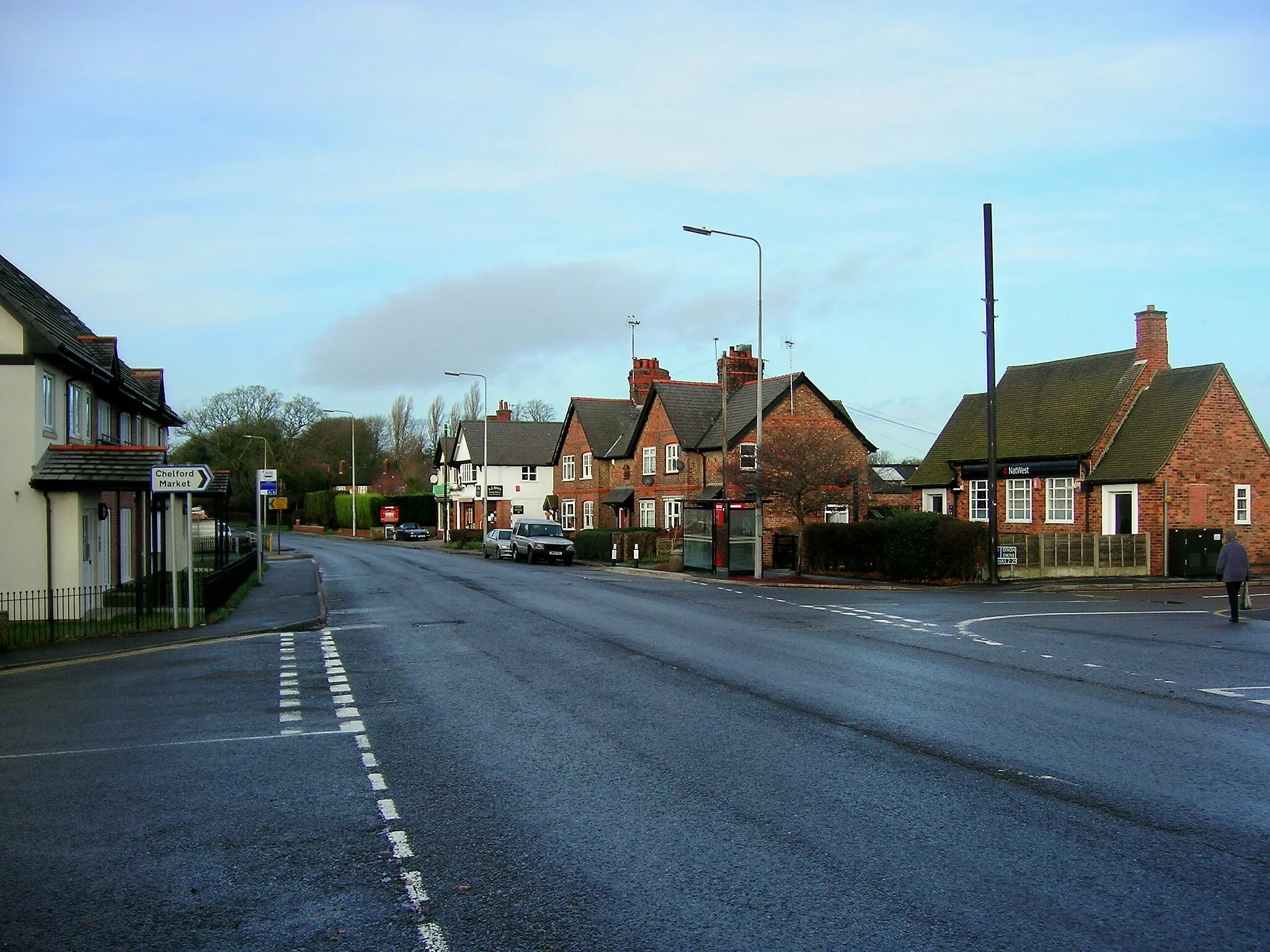 Photo showing: Chelford, view looking north-west along the A537