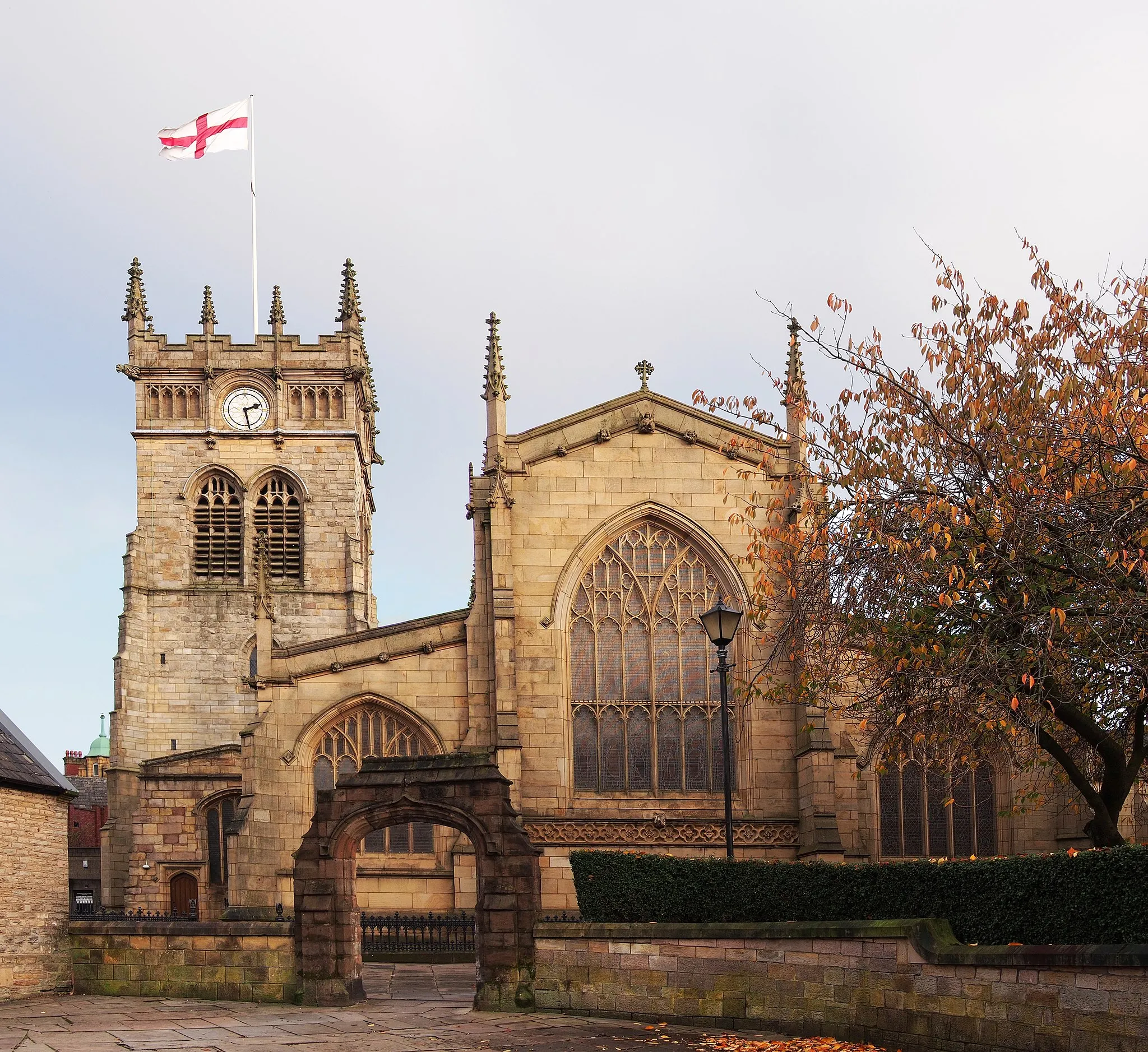 Photo showing: All Saints' parish church, Wigan, Greater Manchester, seen from the west