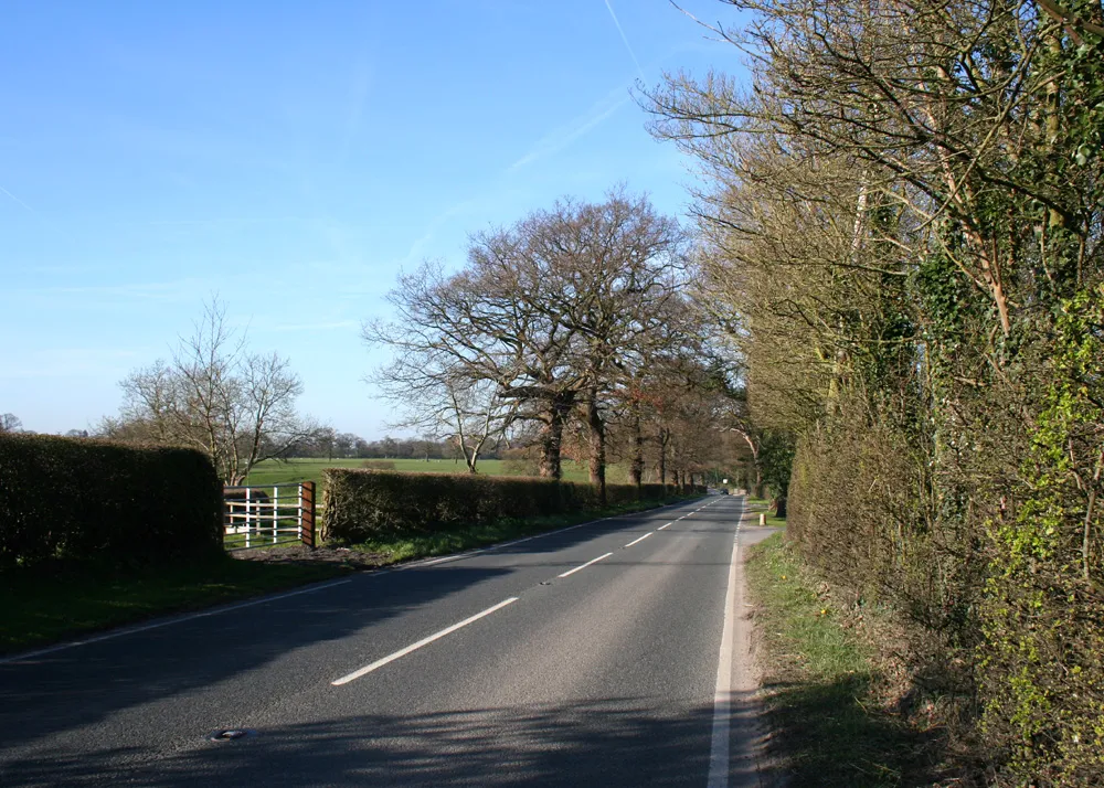 Photo showing: B5074, south of Rookery Hall, Worleston, Cheshire