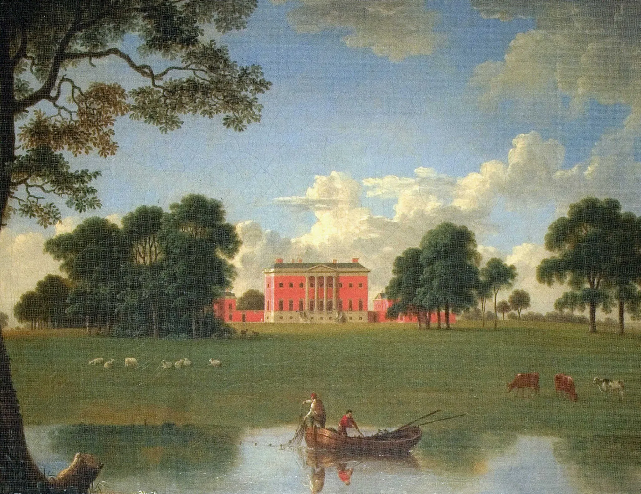 Photo showing: Painting of the south front of Tabley House from the south; a painting by Anthony Devis (1729-1816) scanned from the booklet by myself