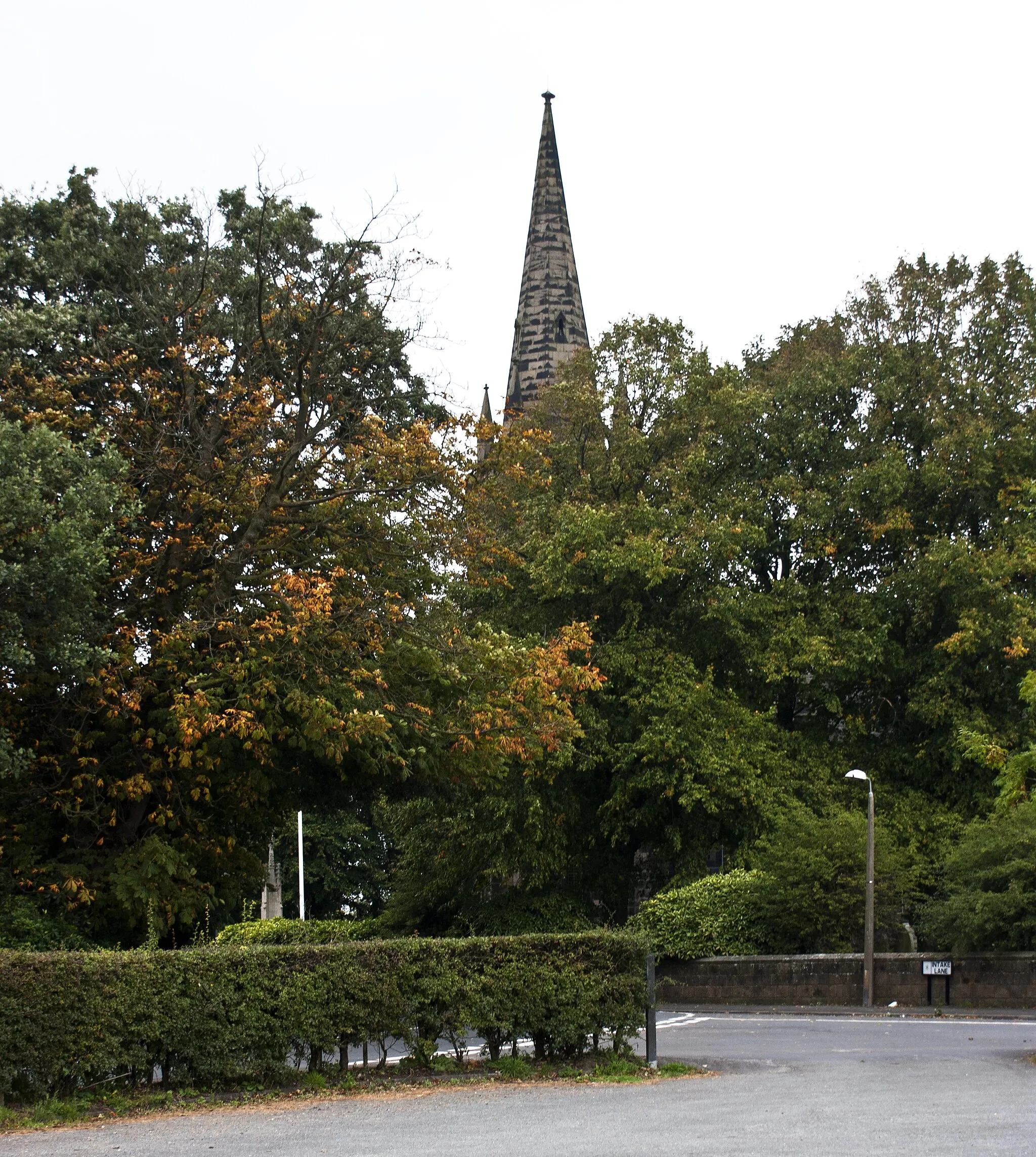 Photo showing: The Holy Trinity Church, Bickerstaffe largely hidden by trees