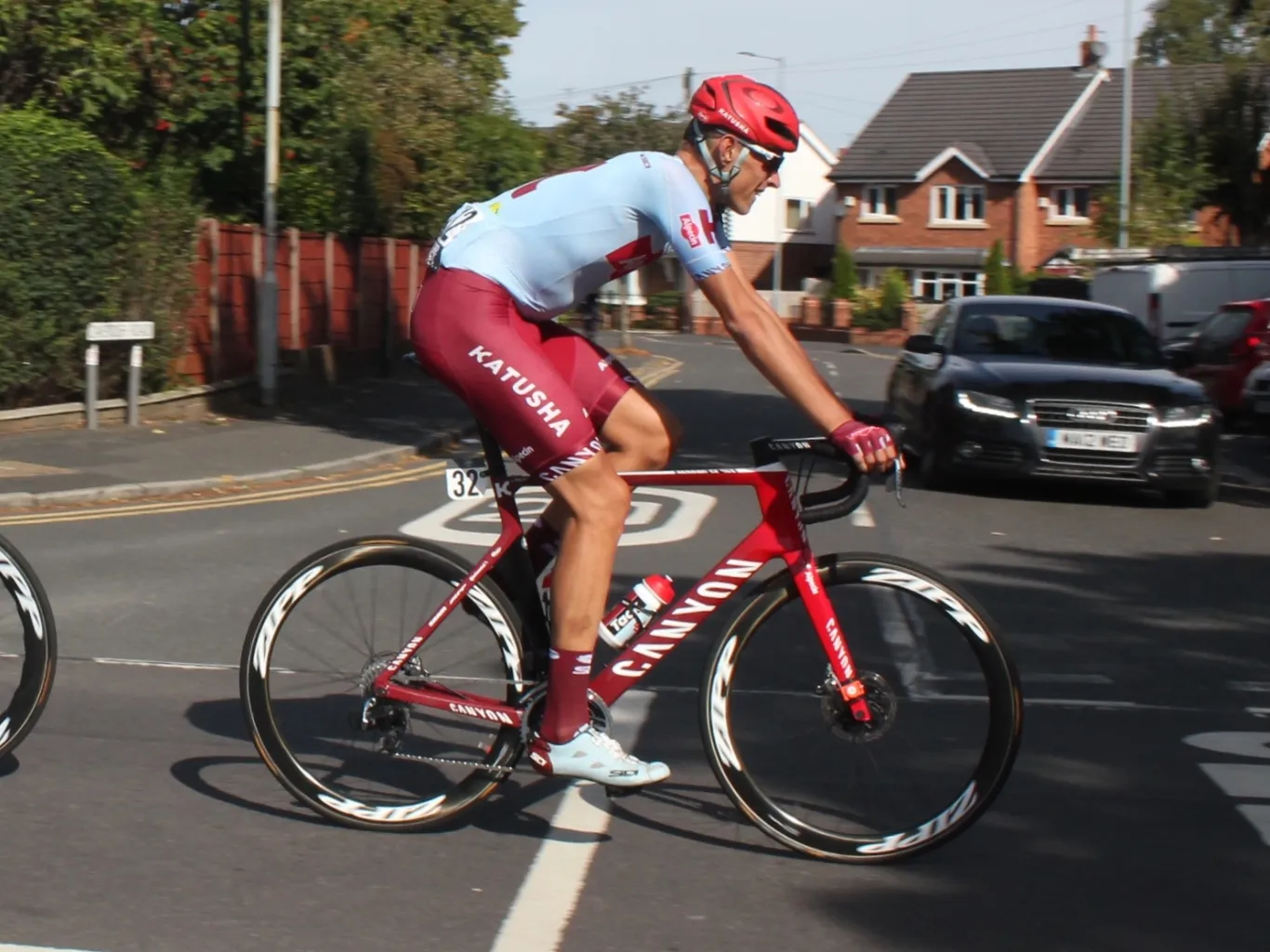 Photo showing: Team Katusha's Nils Politt rides through Hazel Grove on the final stage of the 2019 Tour of Britain.