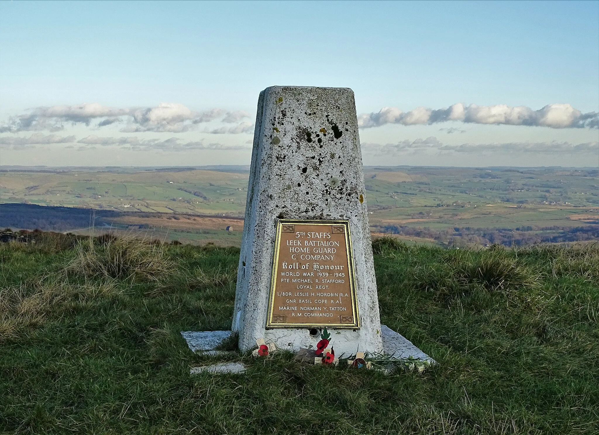 Photo showing: The Triangulation Pillar on Merryton Low, Fawfieldhead, Staffordshire, England