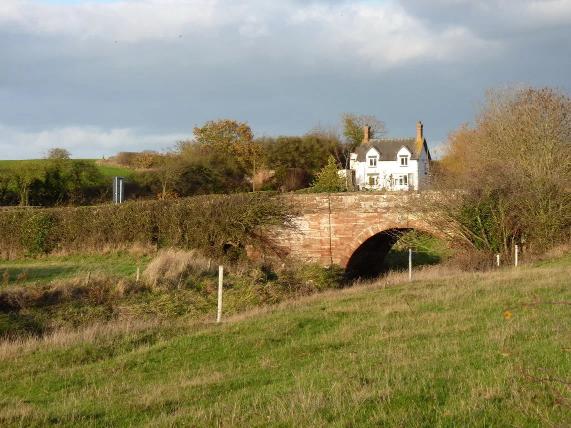 Photo showing: Photograph of Bolas Bridge over the River Meese near Great Bolas, Shropshire, England