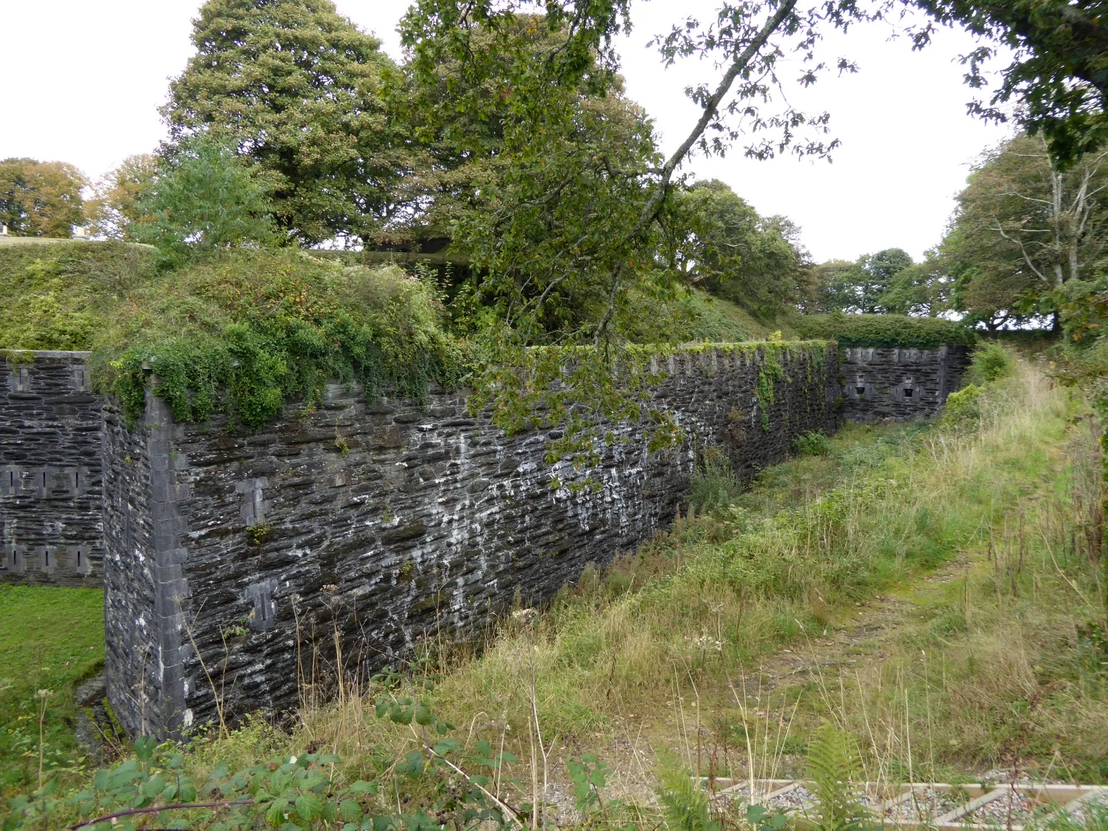 Photo showing: A corner of the wall and ditch of Crownhill Fort