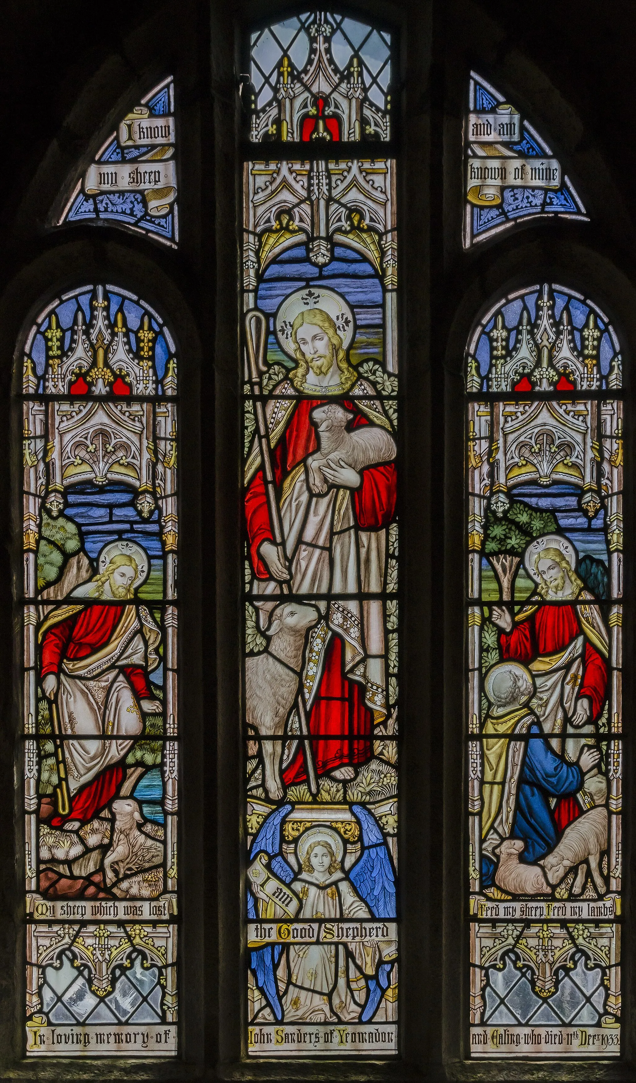 Photo showing: Stained glass window, St Swithin's church, Pyworthy