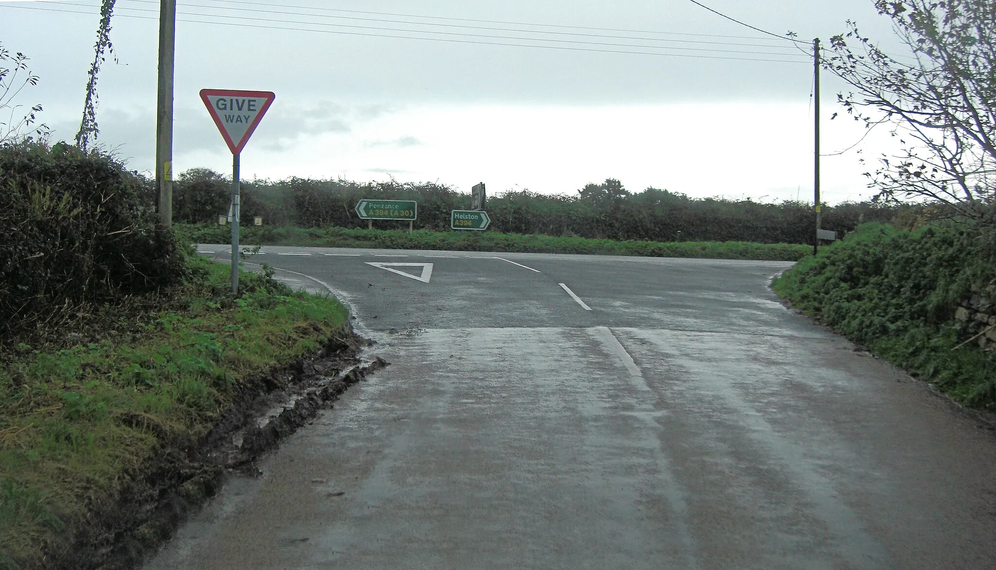Photo showing: A394 junction with Pentreath Lane