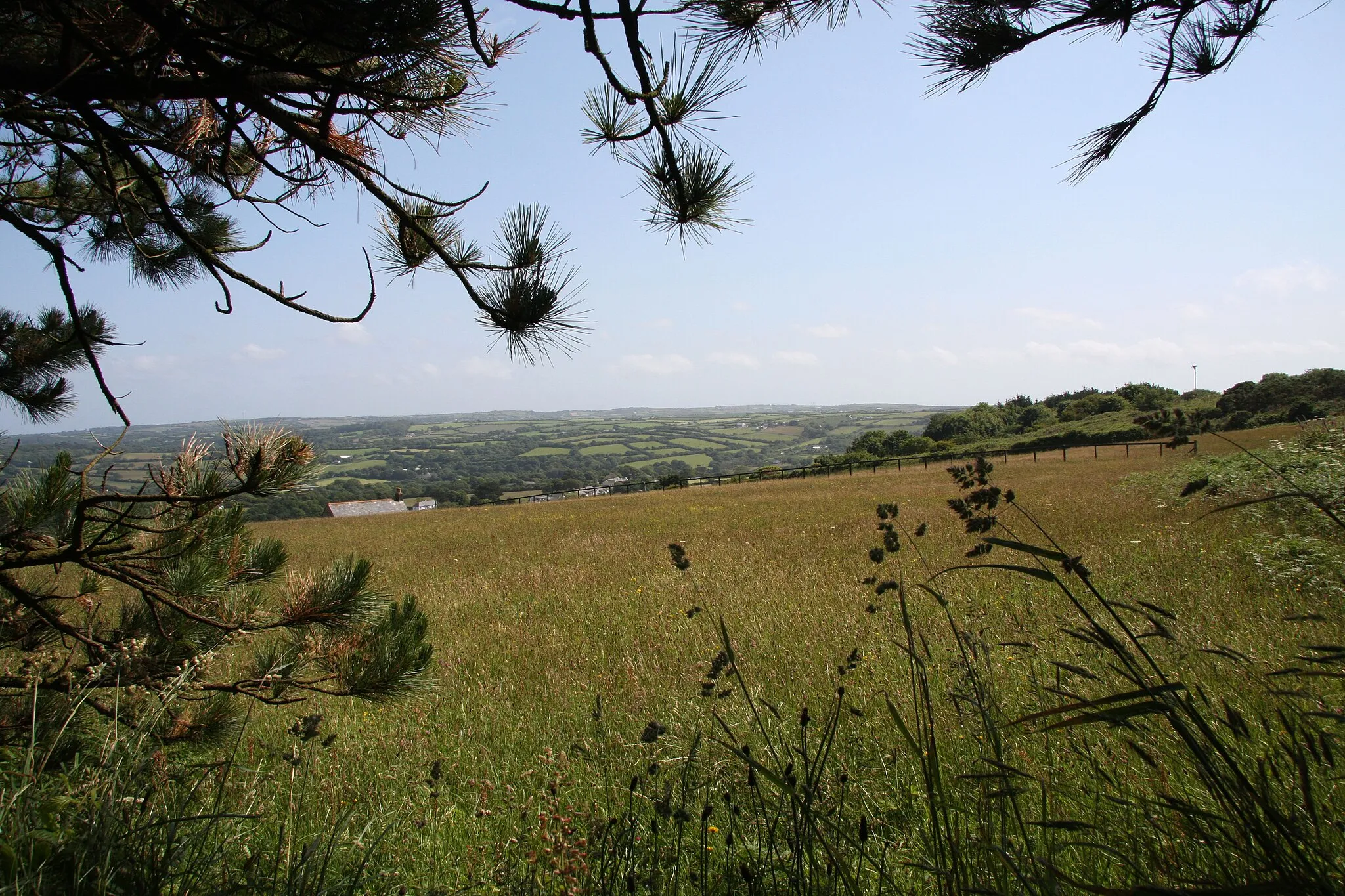 Photo showing: Farmland on the lower slopes of Carn Marth