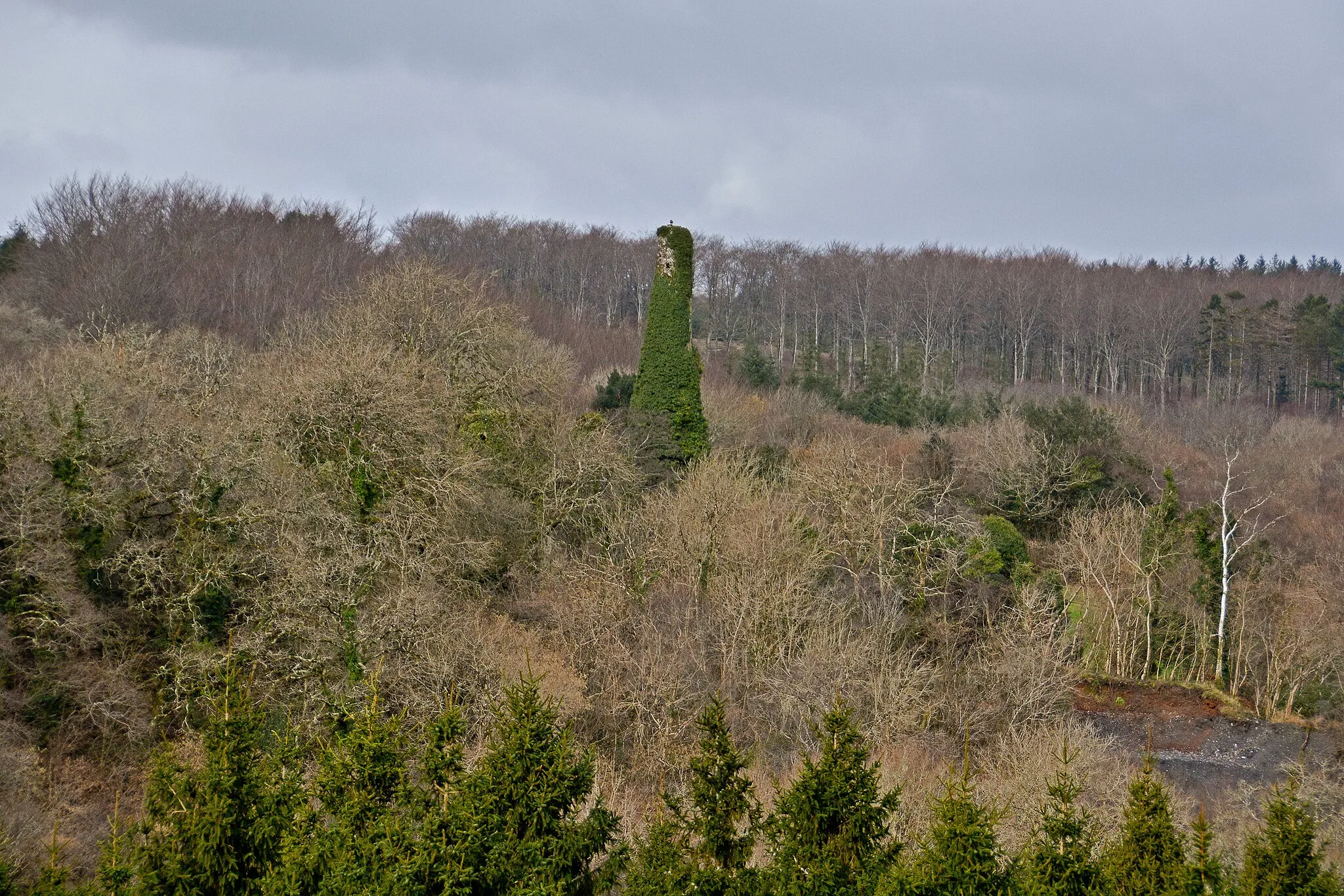 Photo showing: A chimney on a disused mine in Herodsfoot