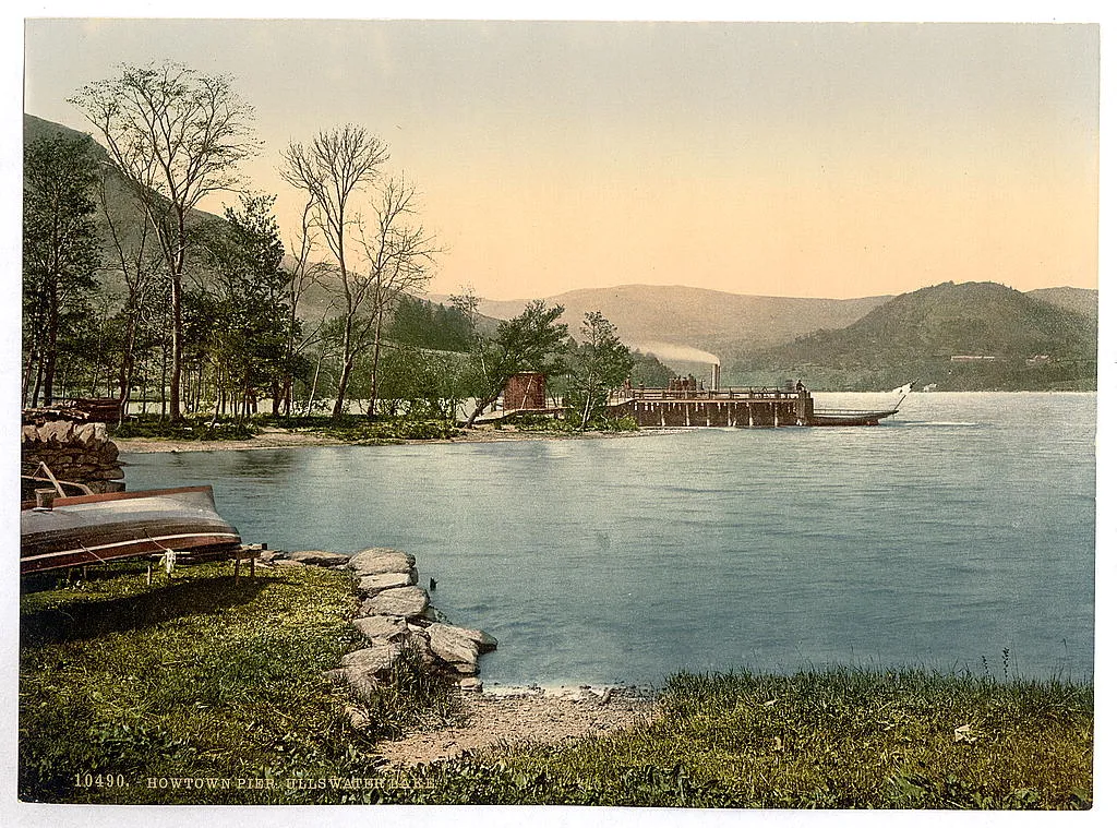 Photo showing: Ullswater, Howtown Pier, Lake District, England
[between ca. 1890 and ca. 1900].
1 photomechanical print : photochrom, color.
Notes:
Title from the Detroit Publishing Co., Catalogue J--foreign section, Detroit, Mich. : Detroit Publishing Company, 1905.
Print no. "10490".
Forms part of: Views of the British Isles, in the Photochrom print collection.
Subjects:
England--Ullswater, Lake.
Format: Photochrom prints--Color--1890-1900.
Rights Info: No known restrictions on publication.
Repository: Library of Congress, Prints and Photographs Division, Washington, D.C. 20540 USA, hdl.loc.gov/loc.pnp/pp.print
Part Of: Views of the British Isles (DLC)  2002696059
More information about the Photochrom Print Collection is available at hdl.loc.gov/loc.pnp/pp.pgz
Higher resolution image is available (Persistent URL): hdl.loc.gov/loc.pnp/ppmsc.08521

Call Number: LOT 13415, no. 534 [item]