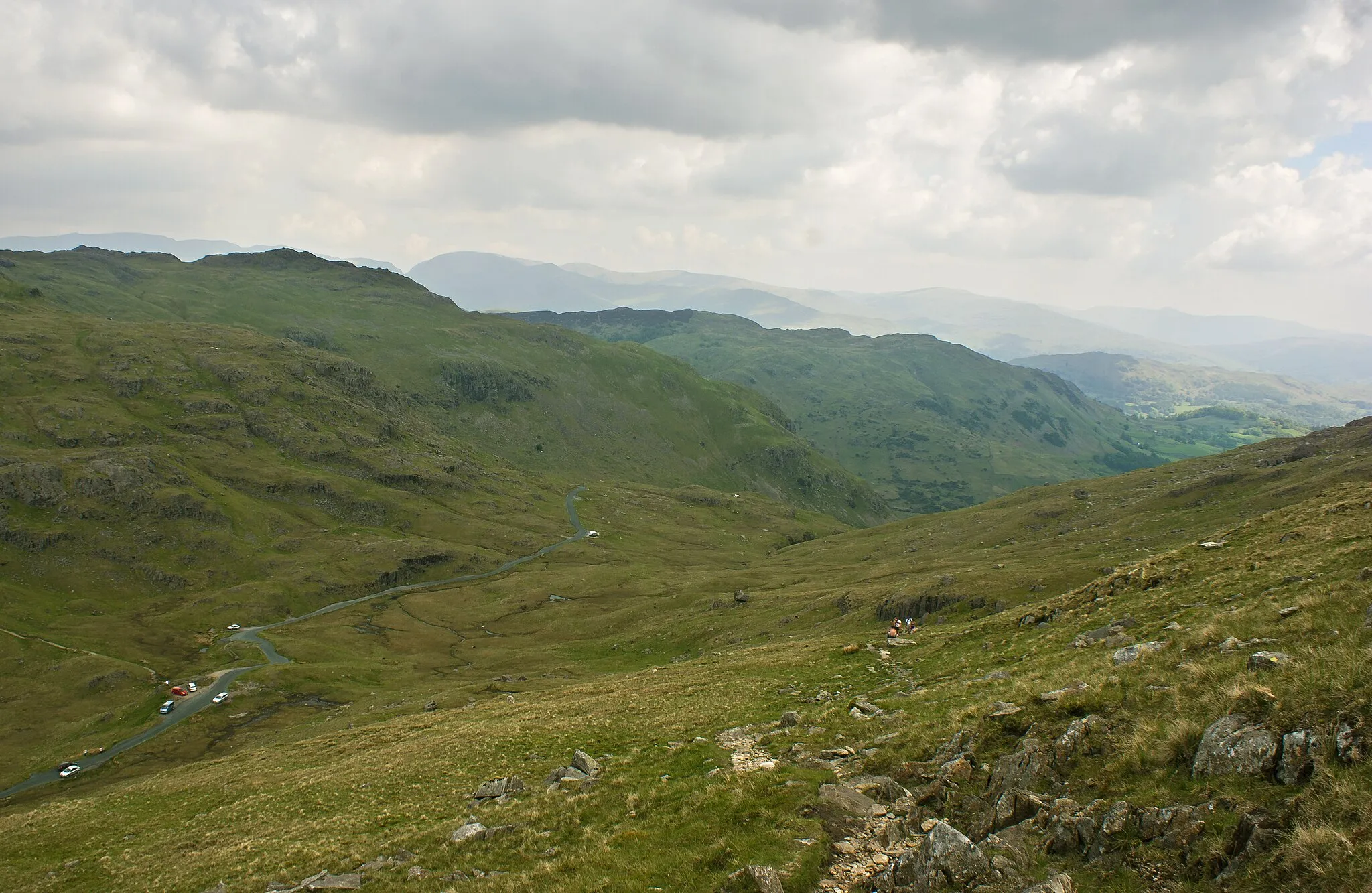 Photo showing: A bird's eye view of the Wrynose Pass