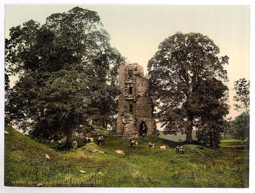 Photo showing: Kirkoswald Castle, near Lazonby, Lake District, England
[between ca. 1890 and ca. 1900].
1 photomechanical print : photochrom, color.
Notes:
Title from the Detroit Publishing Co., Catalogue J--foreign section, Detroit, Mich. : Detroit Publishing Company, 1905.
Print no. "11066".
Forms part of: Views of the British Isles, in the Photochrom print collection.
Subjects:
England--Lazonby.
Format: Photochrom prints--Color--1890-1900.
Rights Info: No known restrictions on publication.
Repository: Library of Congress, Prints and Photographs Division, Washington, D.C. 20540 USA, hdl.loc.gov/loc.pnp/pp.print
Part Of: Views of the British Isles (DLC)  2002696059
More information about the Photochrom Print Collection is available at hdl.loc.gov/loc.pnp/pp.pgz
Higher resolution image is available (Persistent URL): hdl.loc.gov/loc.pnp/ppmsc.08510

Call Number: LOT 13415, no. 523 [item]