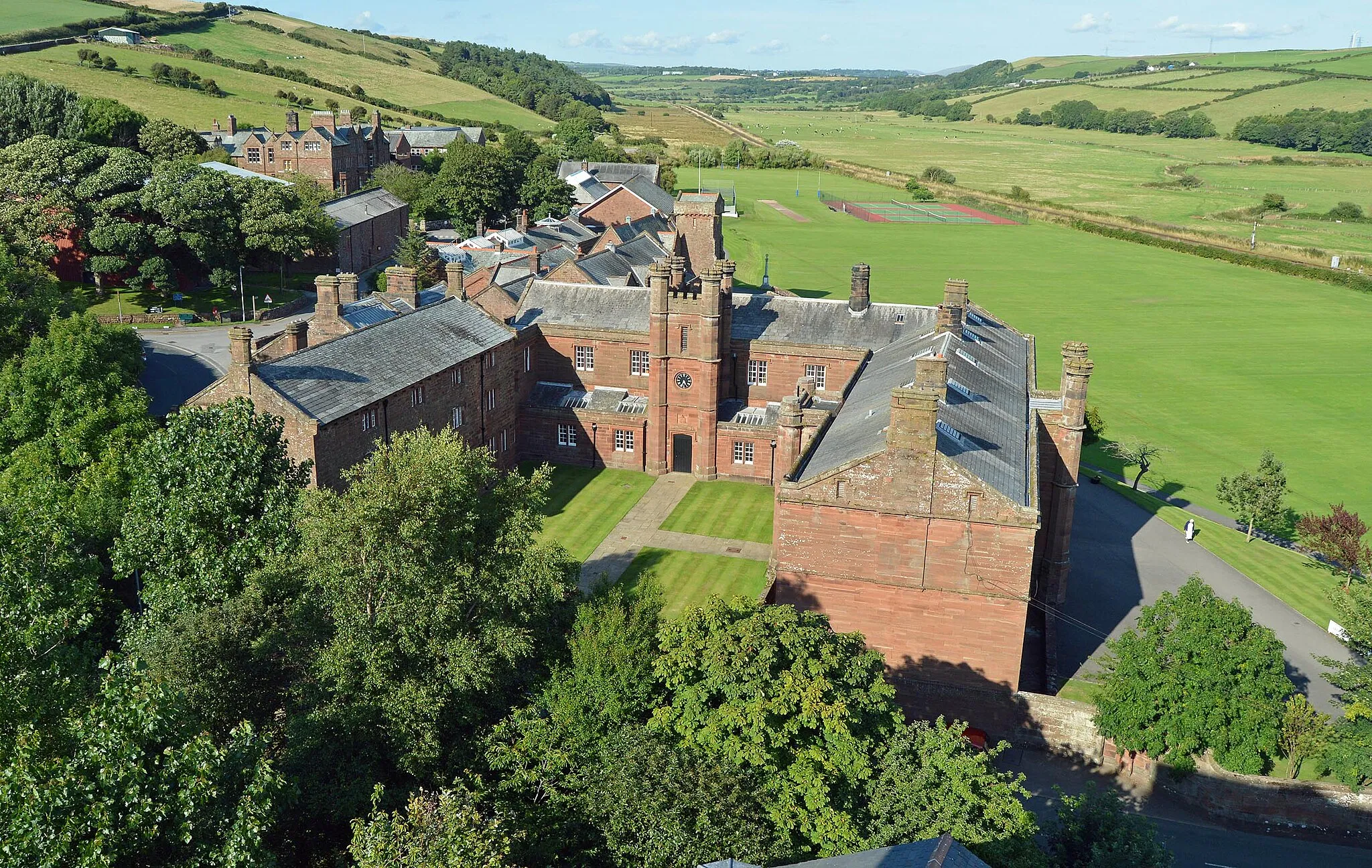 Photo showing: St Bees School foundation block from the tower of St Bees priory