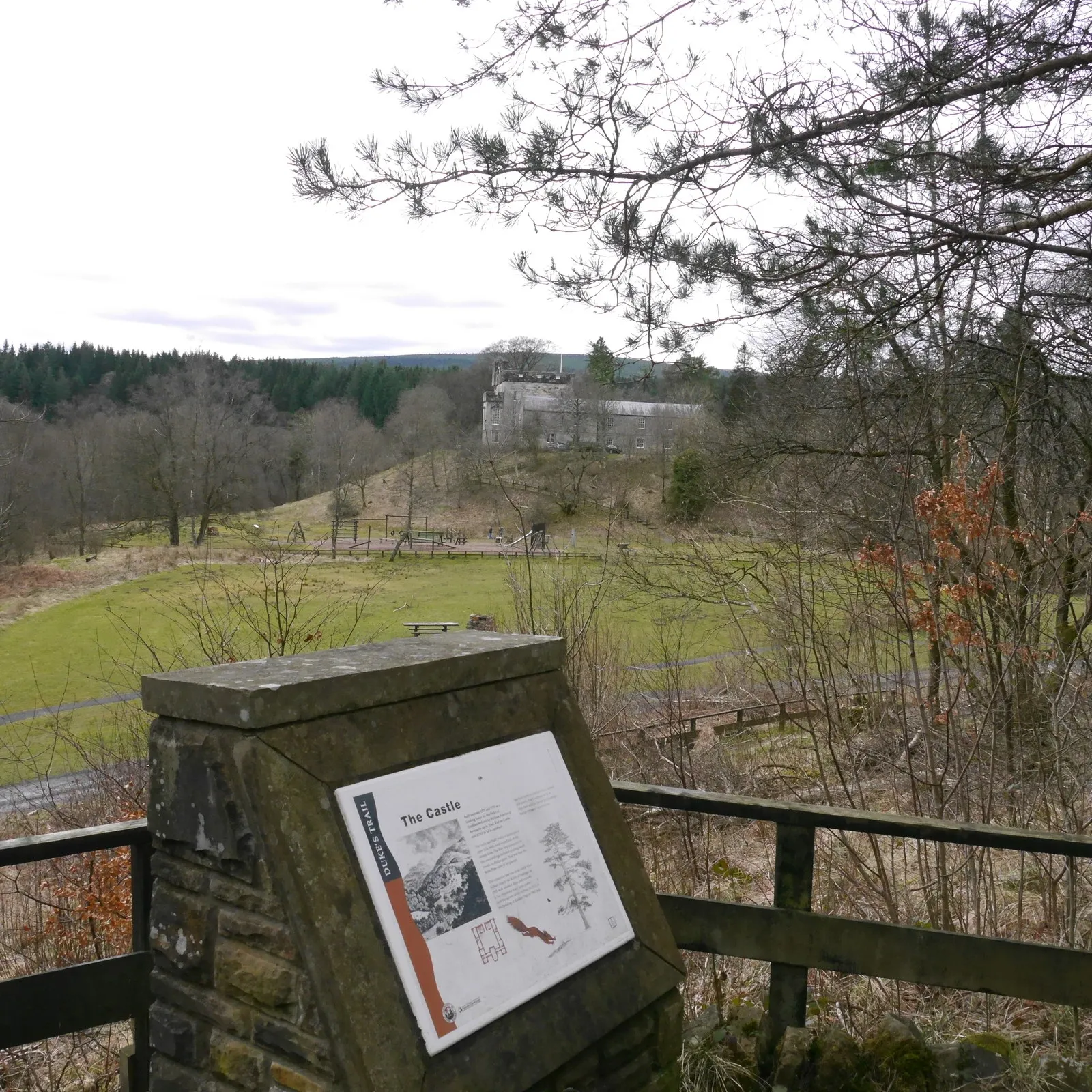 Photo showing: Information board and Kielder Castle