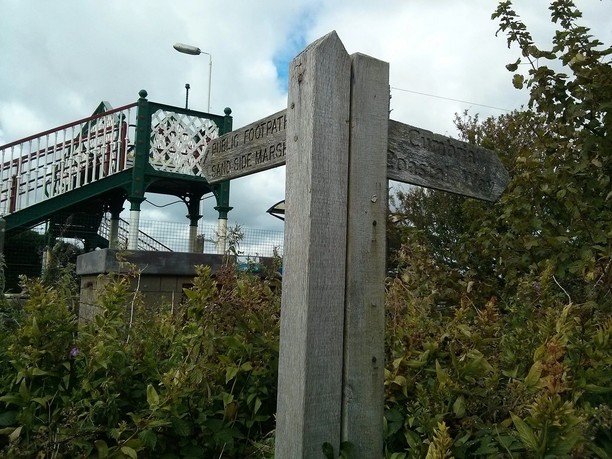 Photo showing: Cumbria coastal path and sand side marsh path at Kirkby in Furness railway station