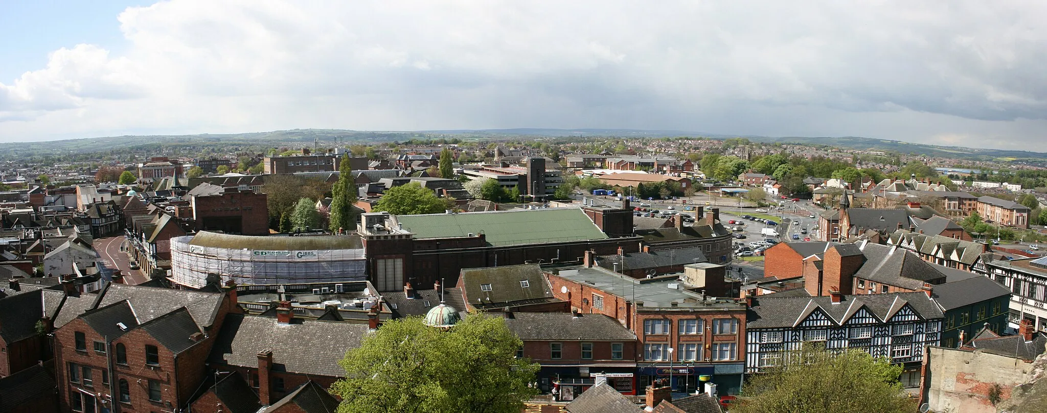 Photo showing: panorama from top of the crooked spire chesterfield