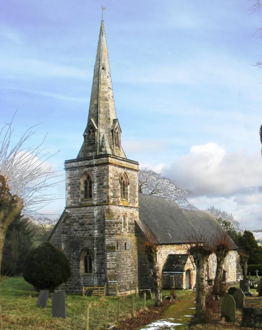 Photo showing: St Edmund's Parish Church at Fenny Bentley from SW