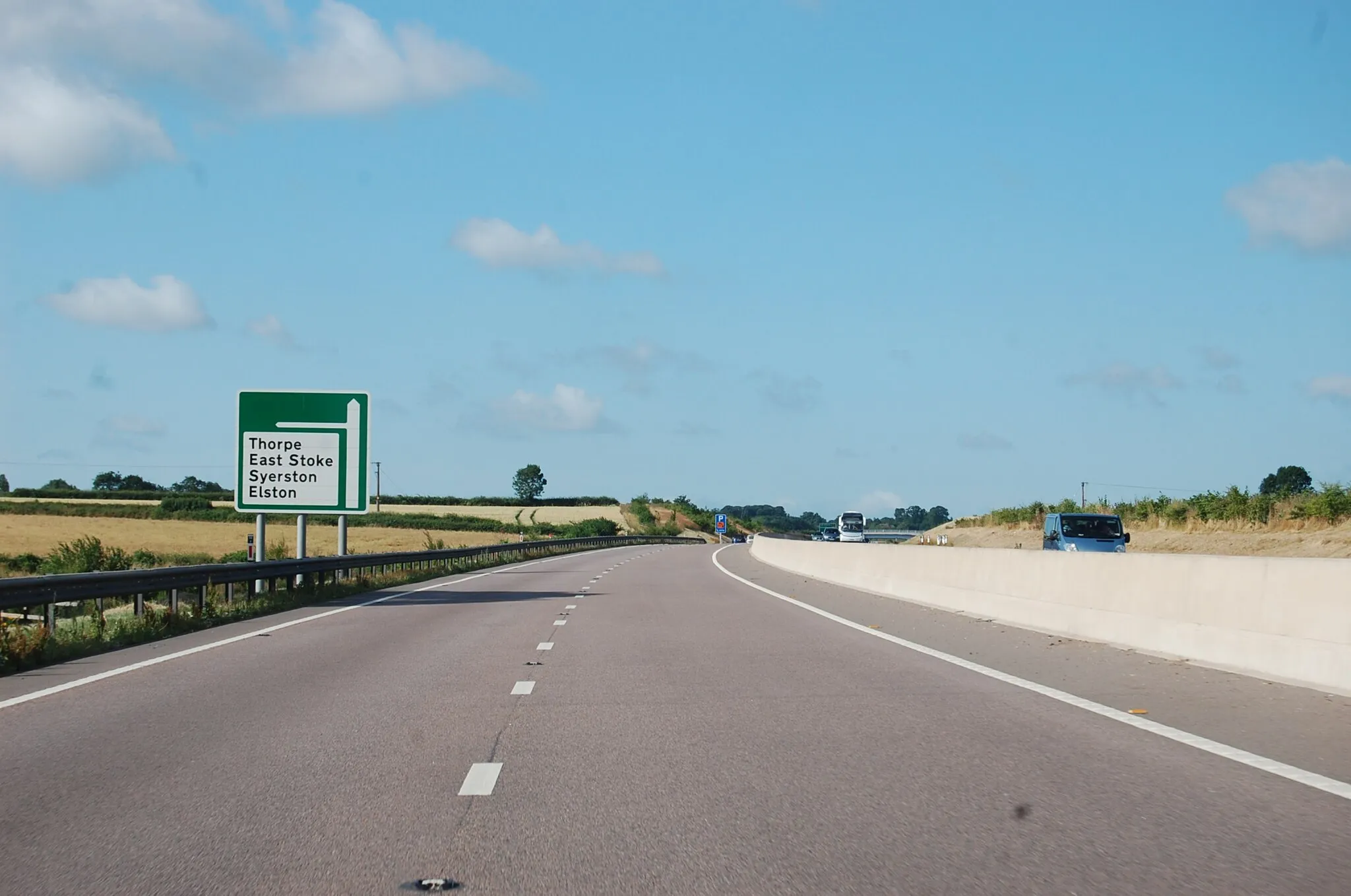 Photo showing: A46 approaching junction to Elston and Thorpe