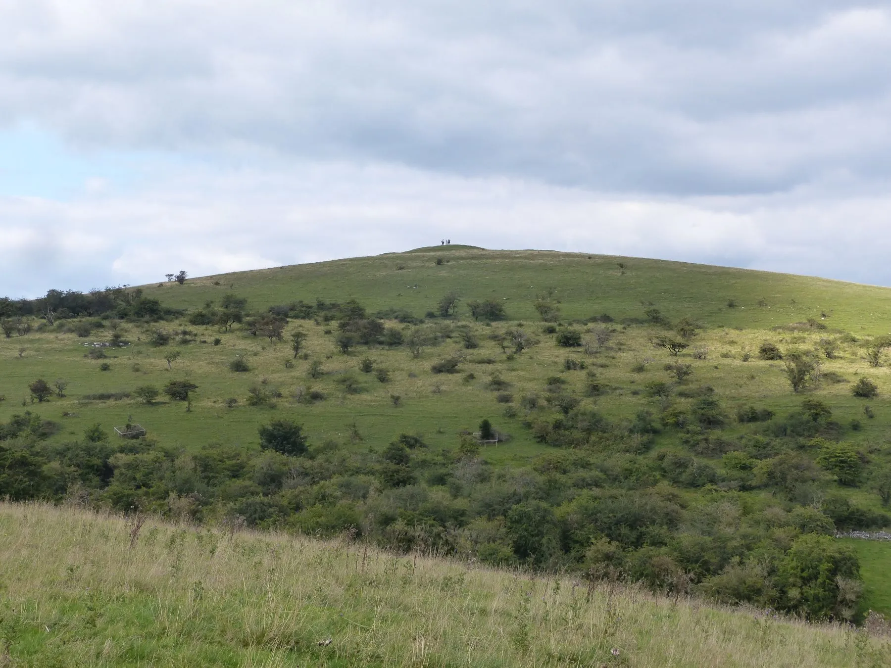 Photo showing: Wardlow Hay Cop (370m a.s.l.) - a hill and bowl barrow in Derbyshire; the barrow is a scheduled monument.