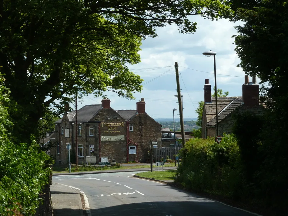 Photo showing: Main Street, Holmesfield, and the Traveller's Rest