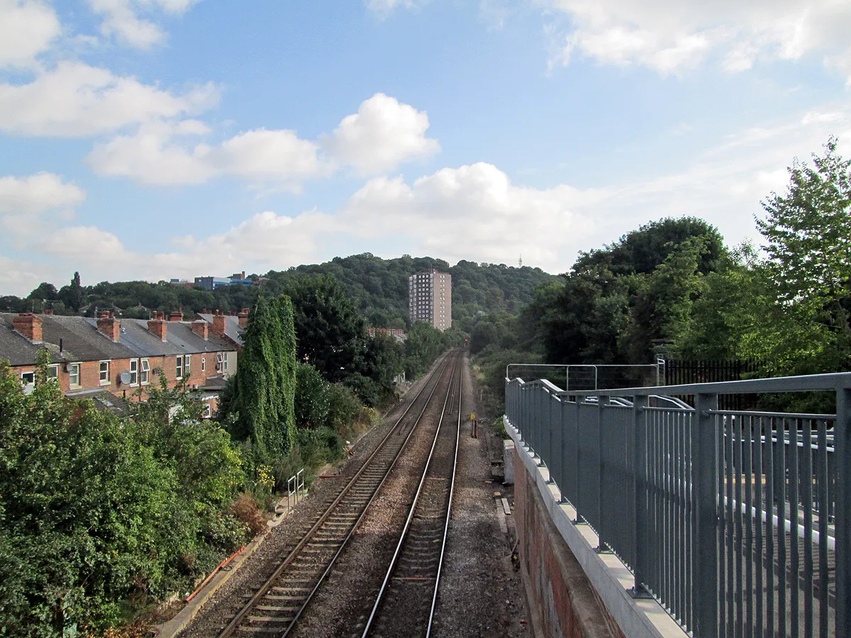 Photo showing: A view from the new footbridge at Trent Lane