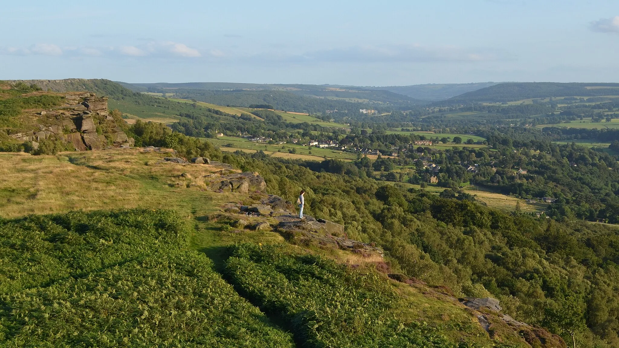 Photo showing: A Lone Figure on Froggatt Edge, Derbyshire, England