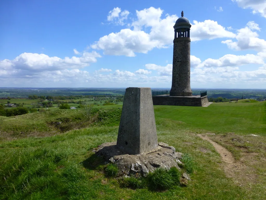 Photo showing: The trig. point and war memorial at Crich