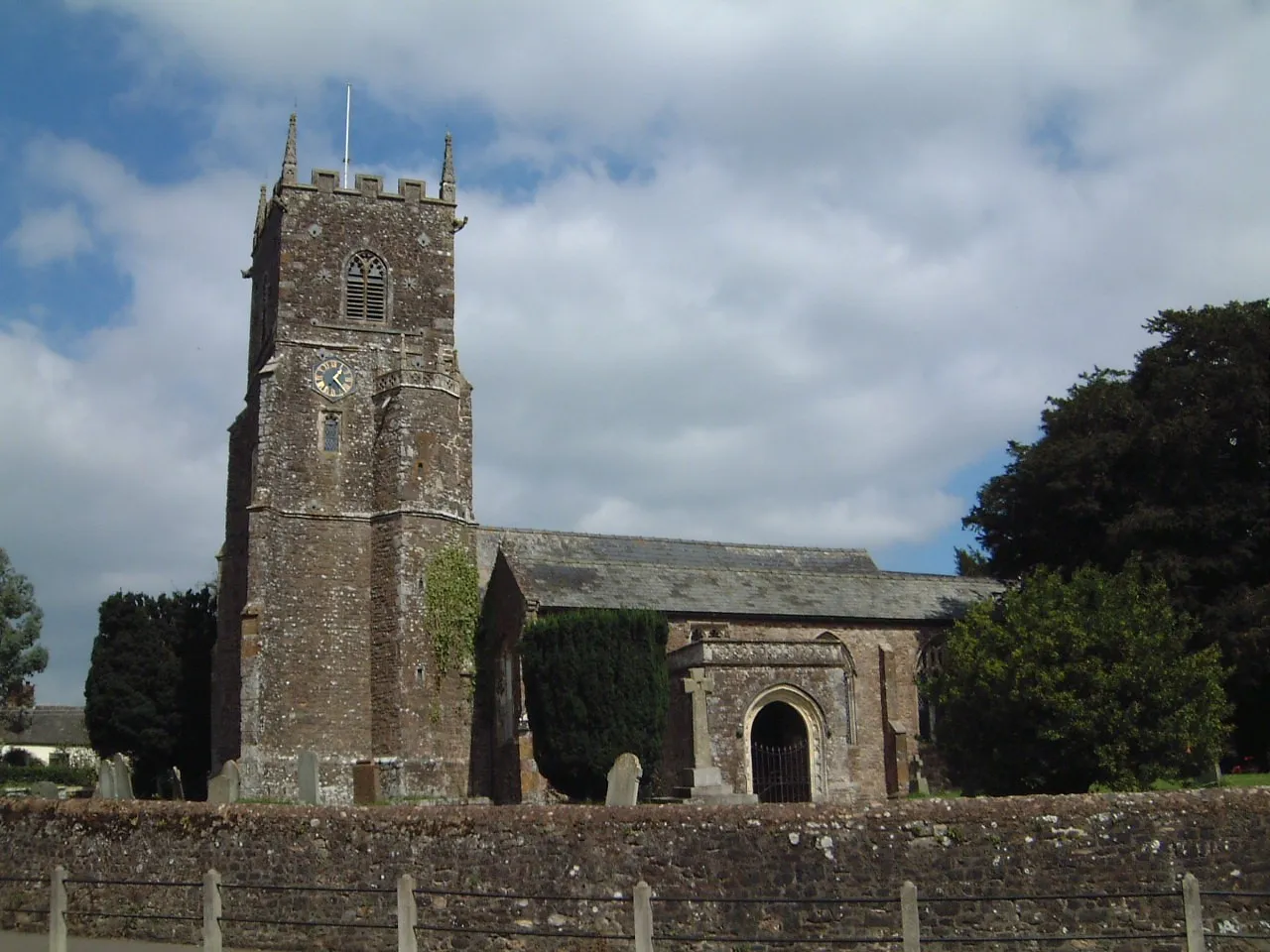 Photo showing: St John's Church, Plymtree, Devon, circa 2000.