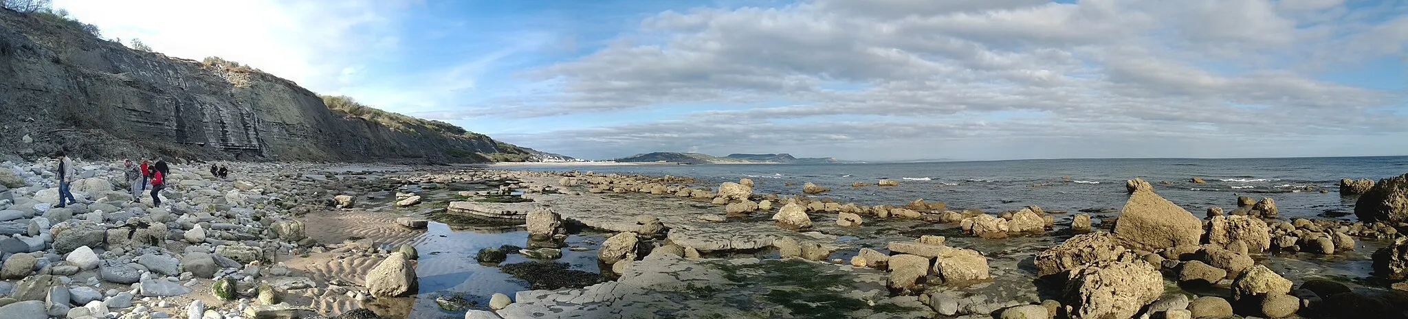 Photo showing: People collecting fossil in Lyme Regis at the fossil festival