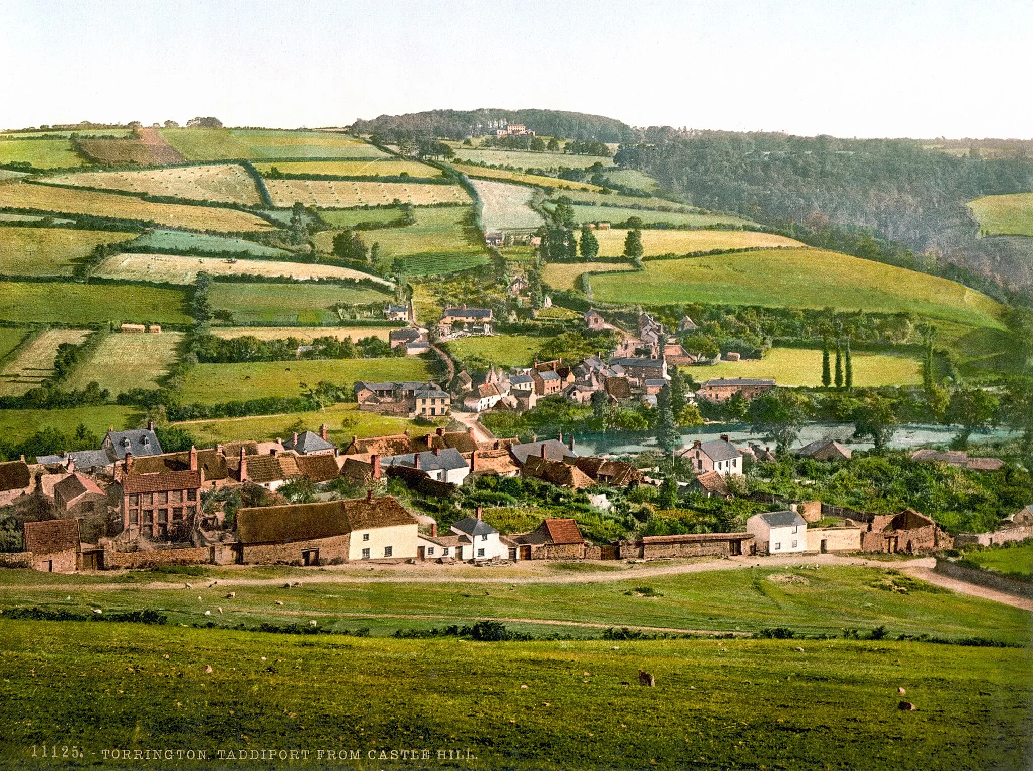 Photo showing: Taddiport viewed from Castle Hill, Torrington, England