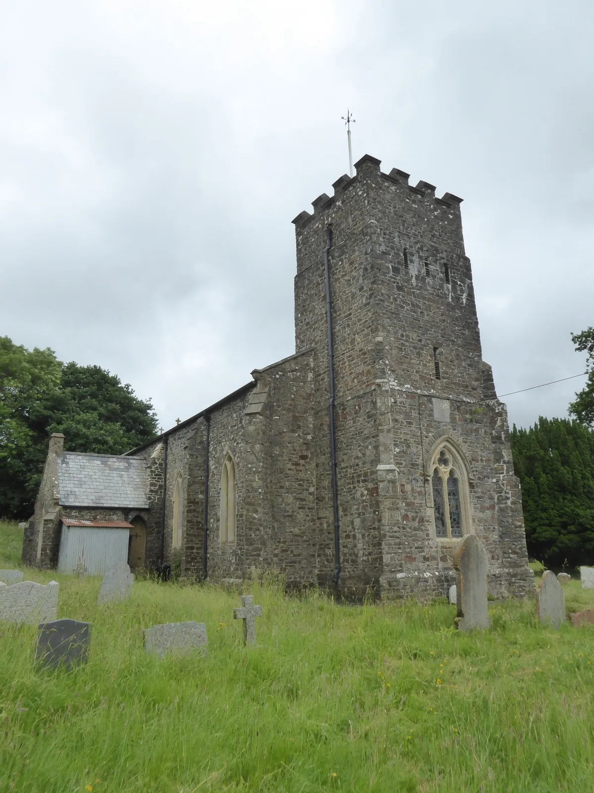 Photo showing: The tower of St John the Baptist Church, Meshaw