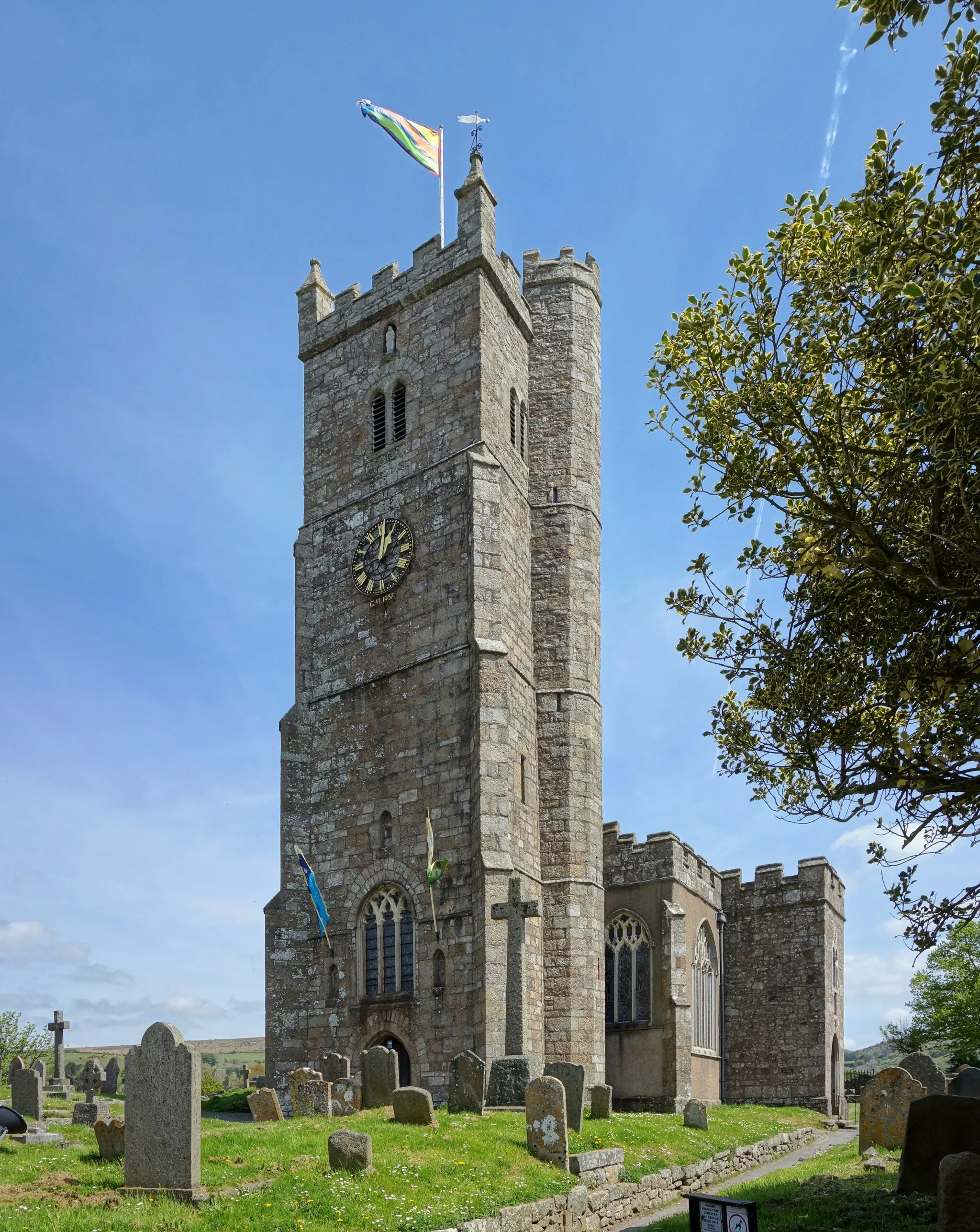 Photo showing: Tower of St Andrew's Church, Moretonhampstead, Devon.