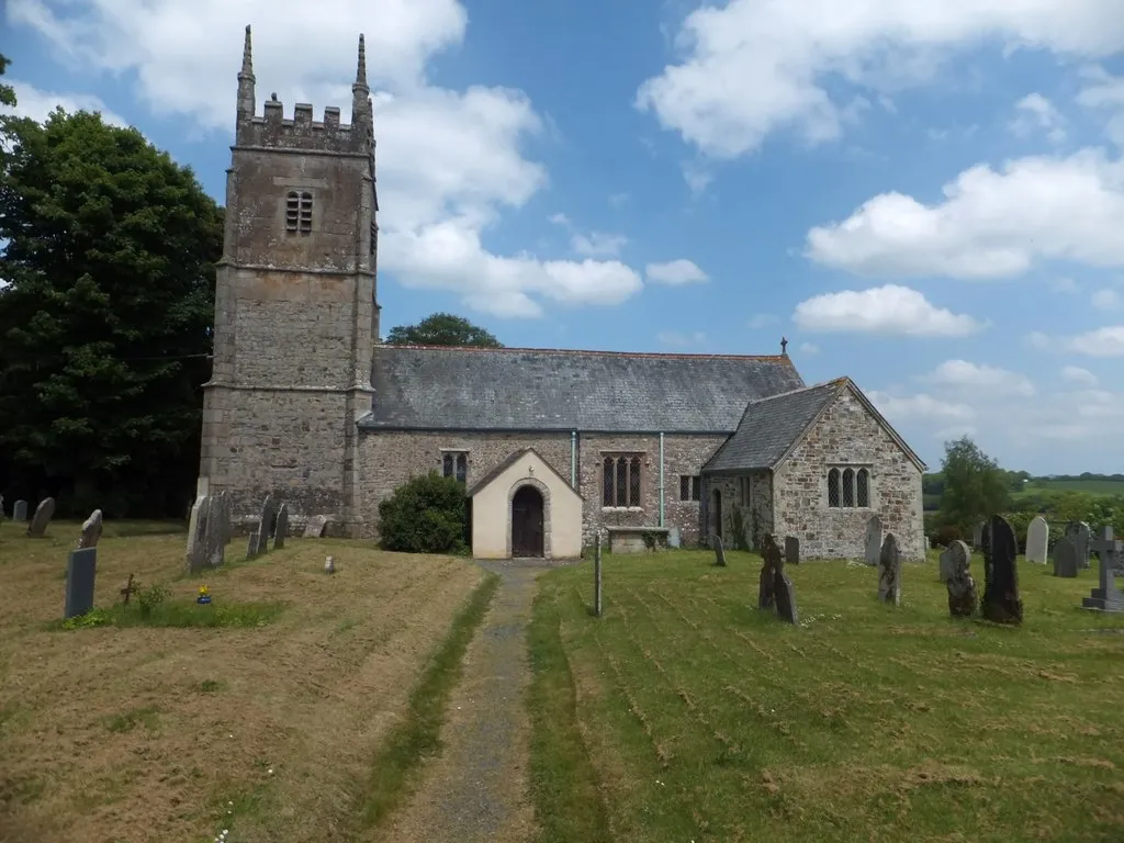 Photo showing: St James' parish church, Jacobstowe, Devon, seen from the south