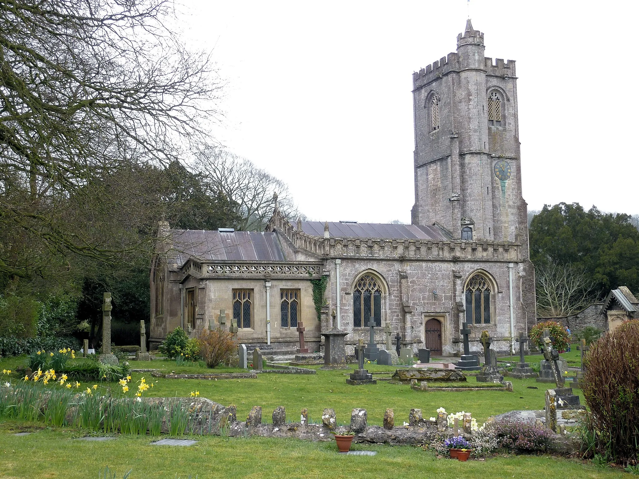 Photo showing: The church of St Michael and All Angels in the village of Dinder in Somerset