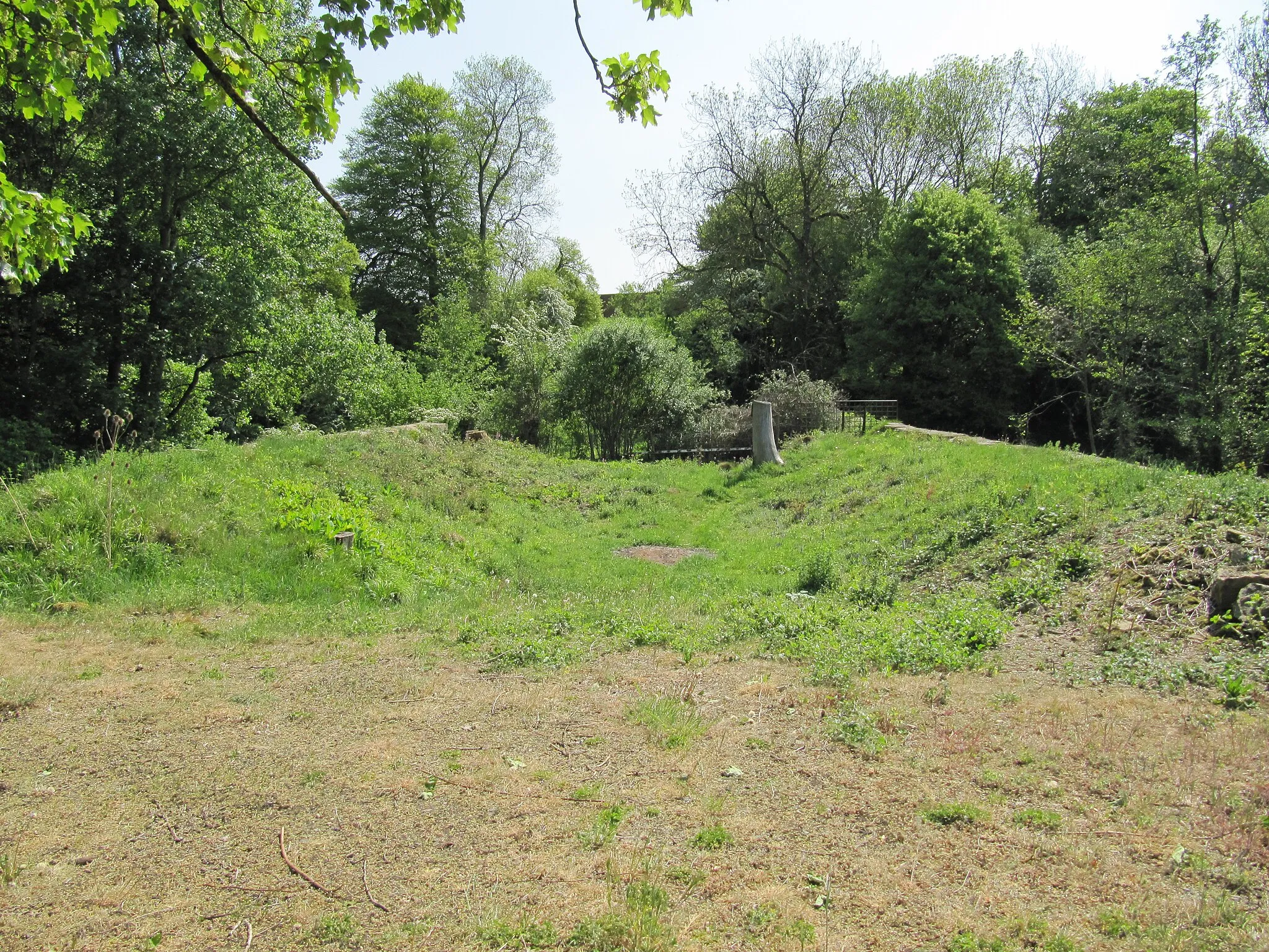 Photo showing: Bed of the abandoned Dorset and Somerset Canal crossing the Murtry Aqueduct