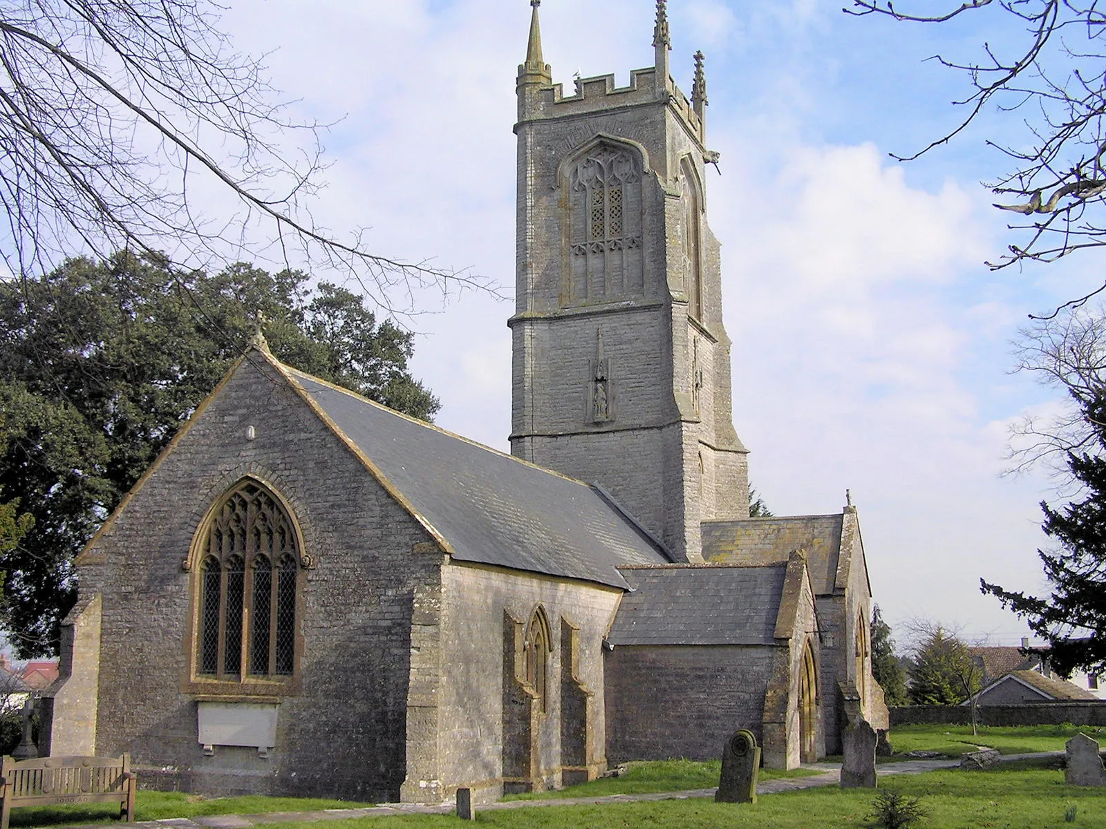 Photo showing: Othery Church. A view of the West side of the church.
