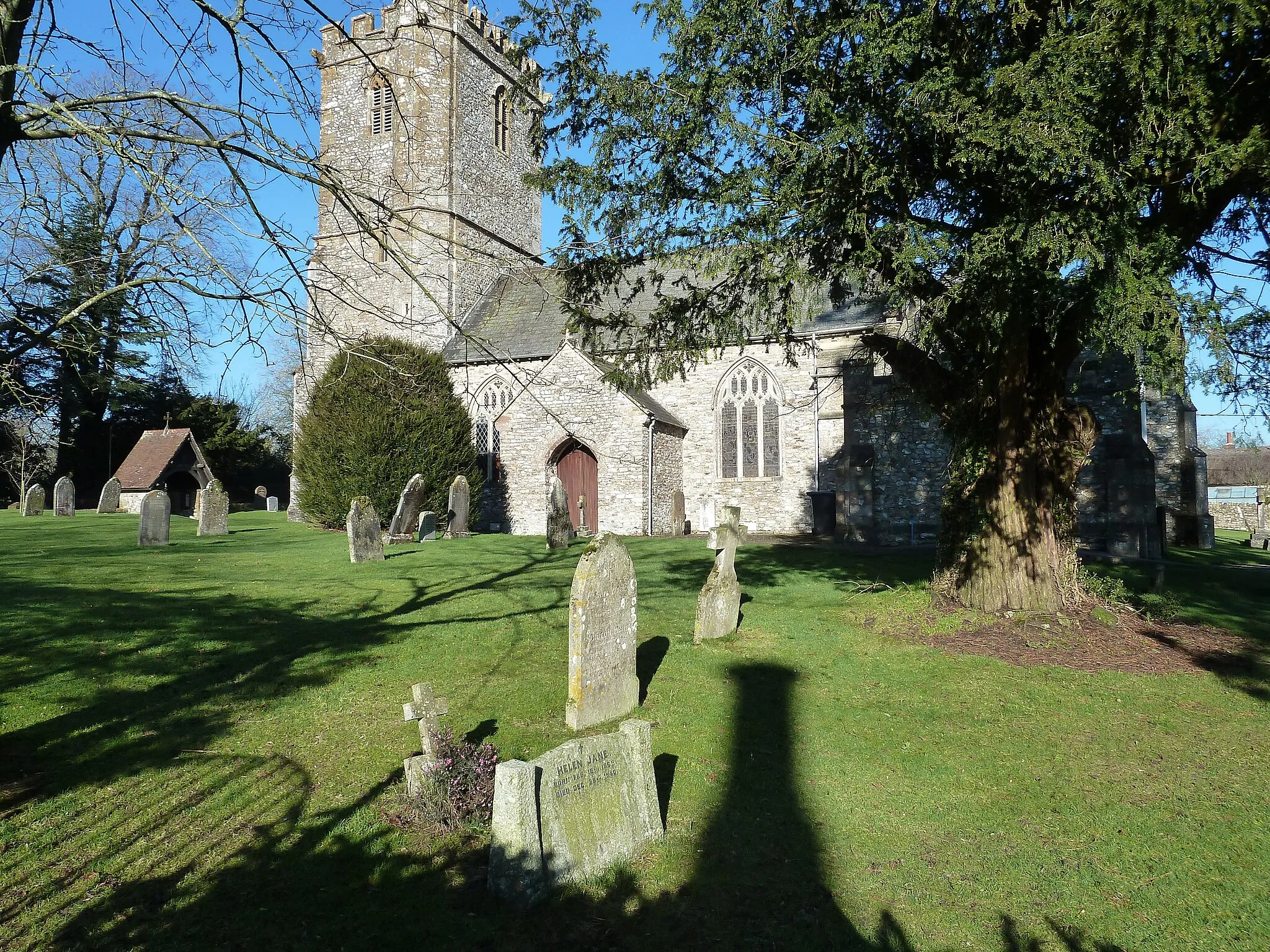 Photo showing: Parish church of St Mary the Virgin, Upottery, Devon, seen from the south