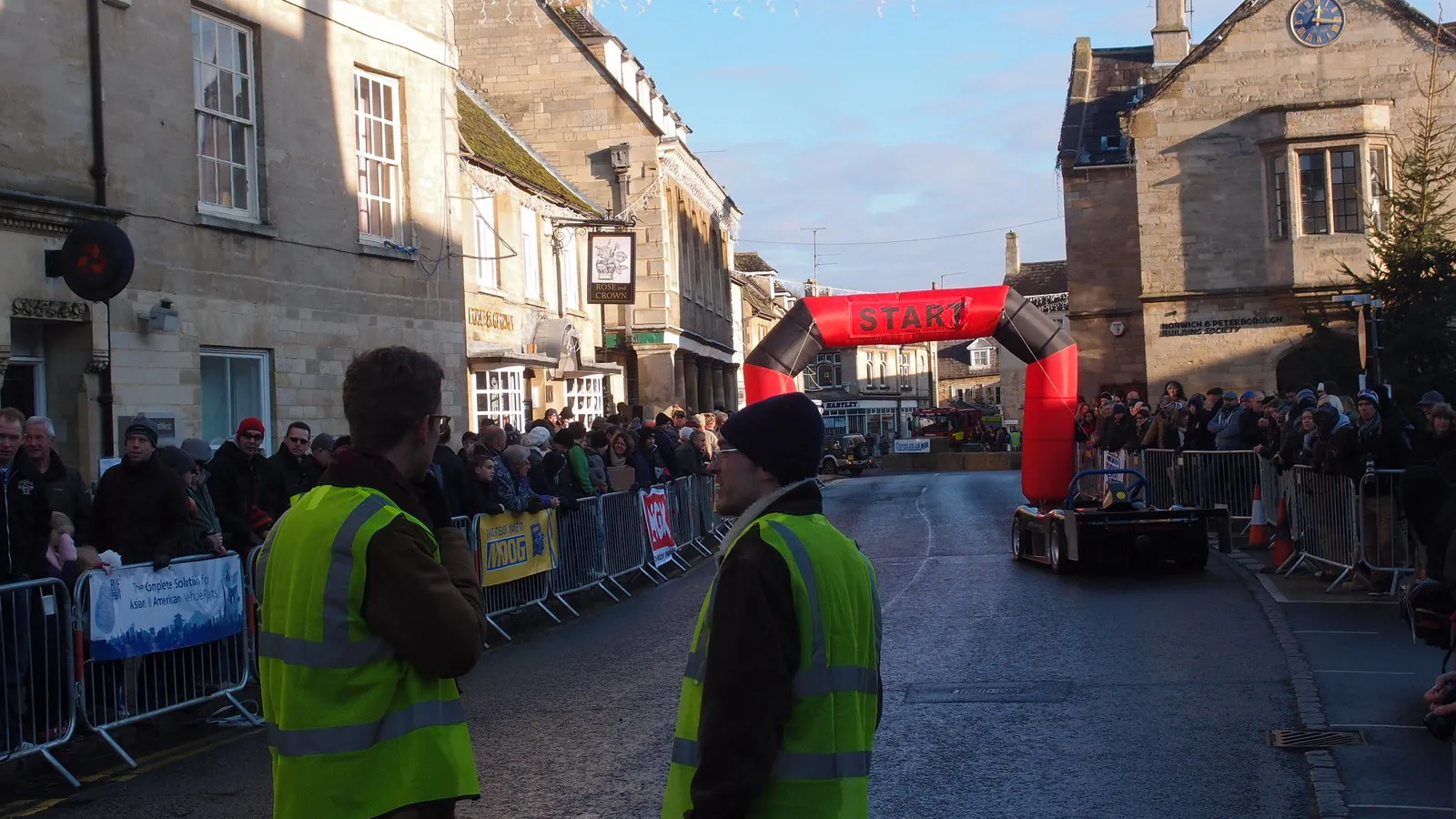 Photo showing: Car racing in Oundle Market Square