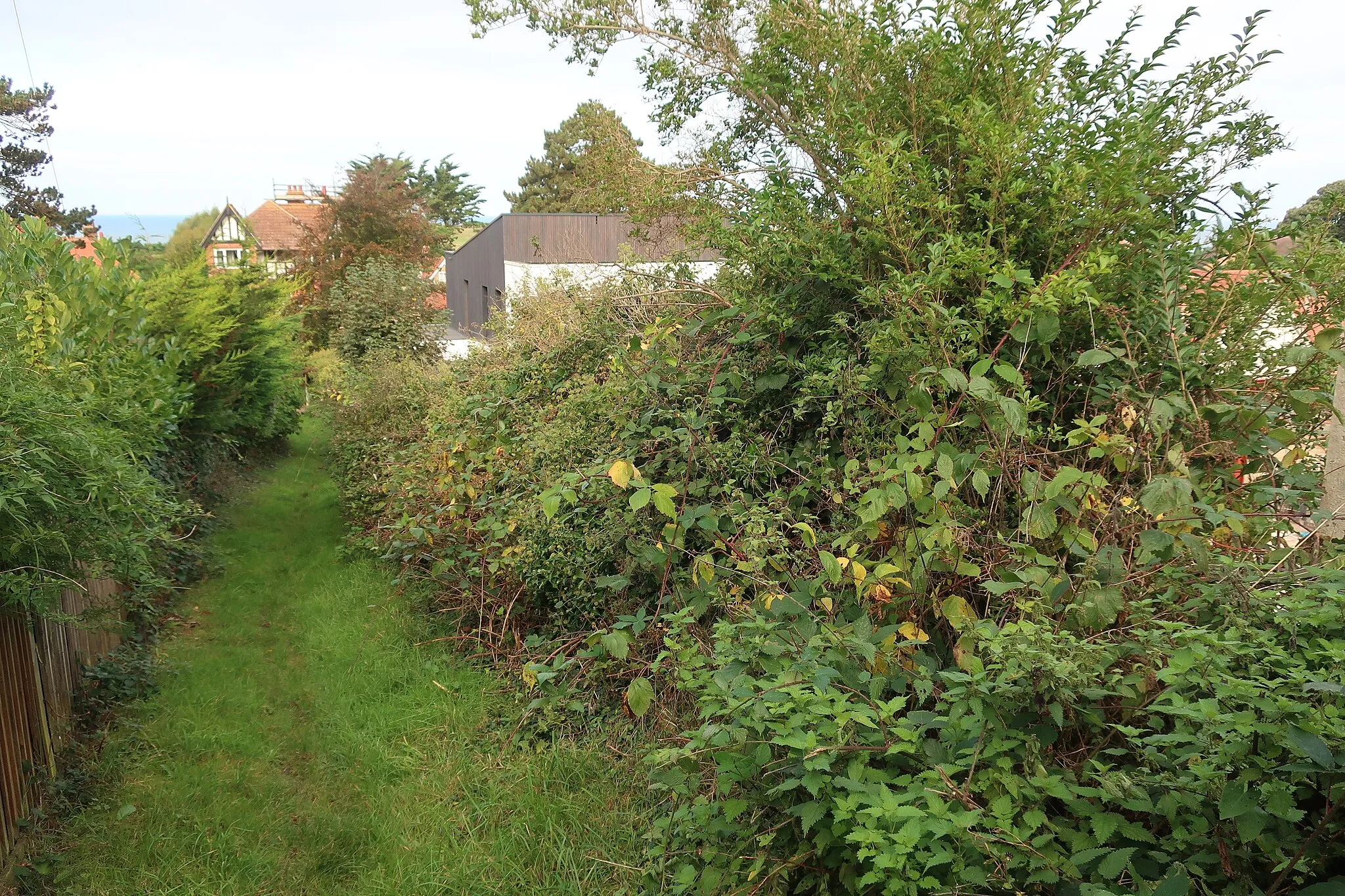 Photo showing: A footpath down from Franklin Hill towards the town of Sheringham, Norfolk, England.