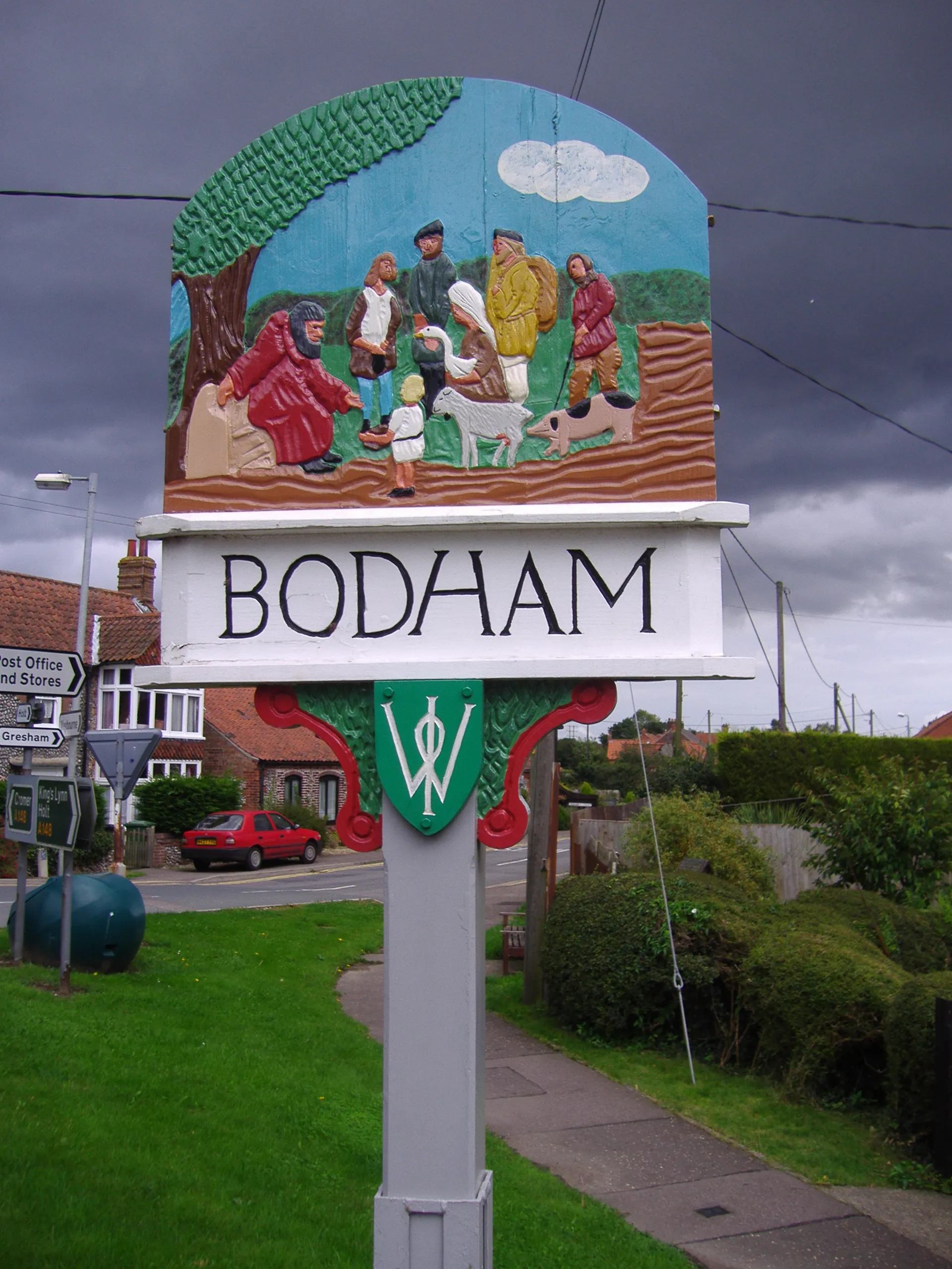 Photo showing: The Village sign at Bodham, Norfolk
