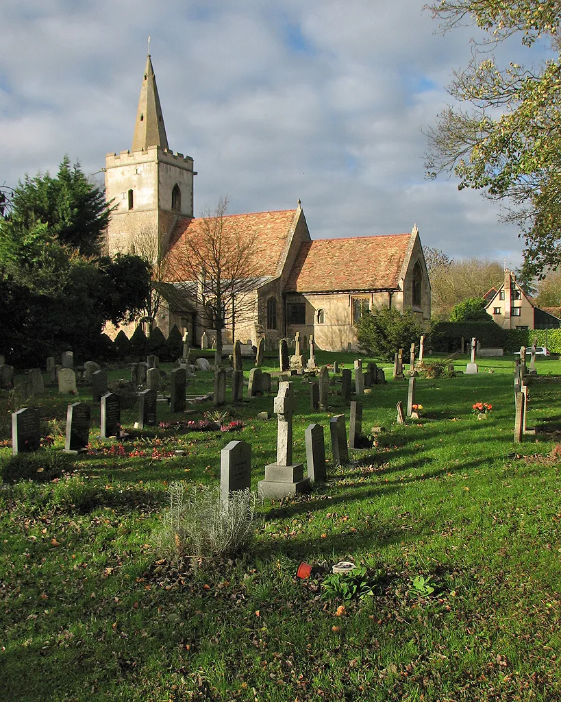 Photo showing: Coton Church and churchyard in November