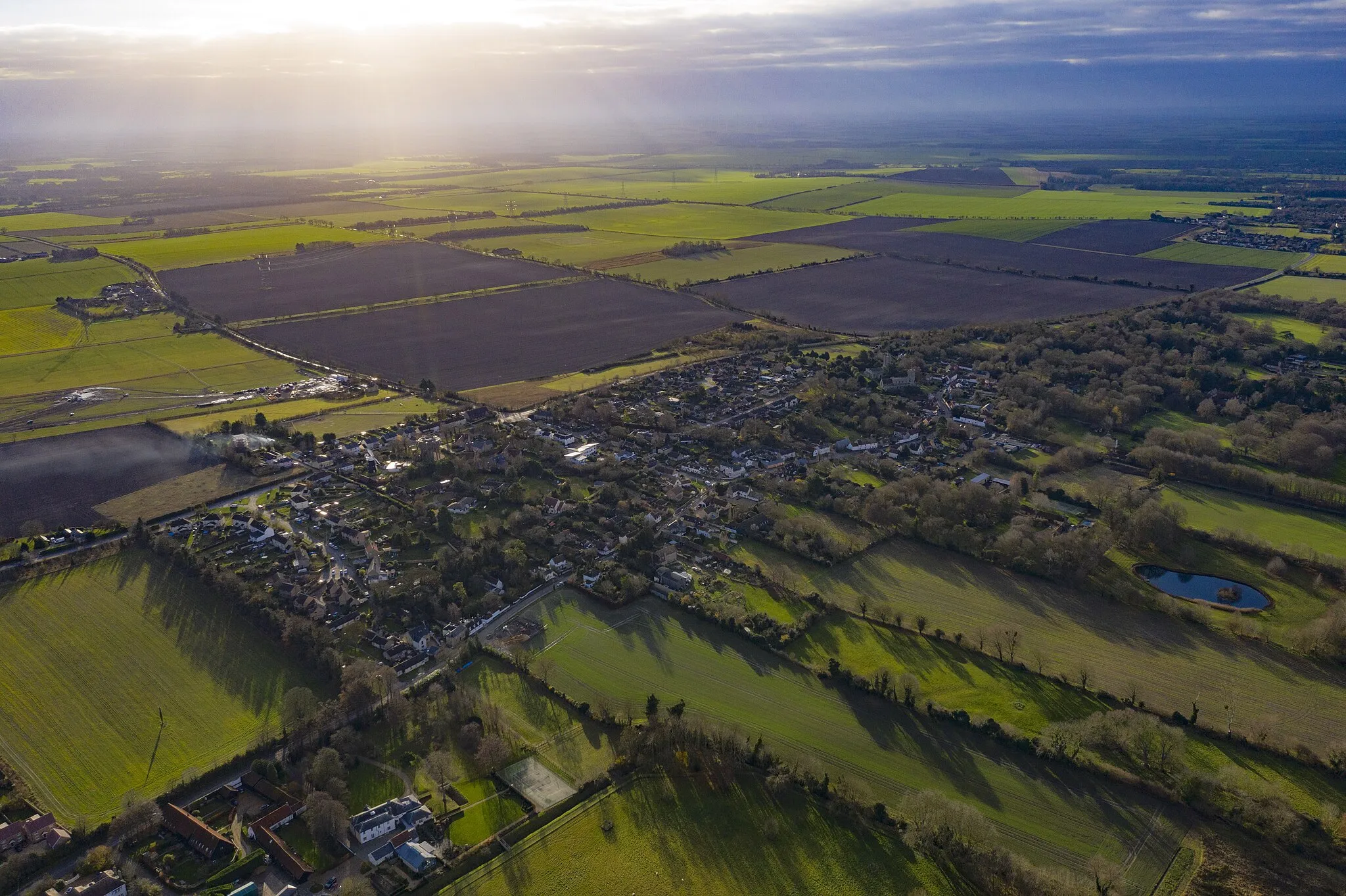Photo showing: Aerial shot of Swaffham Prior, Cambridgeshire